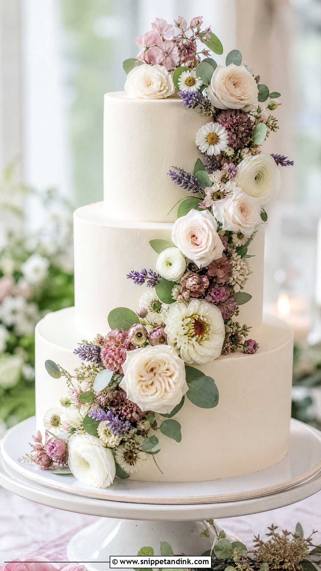 Boho Floral Wedding Cake - Snippet and Ink - 25 Boho Cake Design Ideas for Wedding