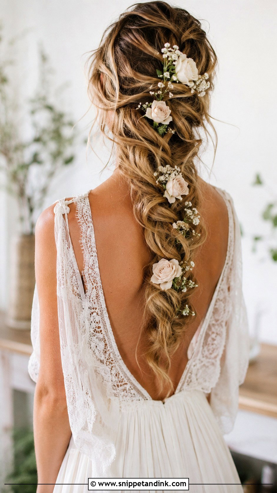 Boho French Braid With Flowers - Snippet and Ink - 20 French Braid Wedding Hairstyles