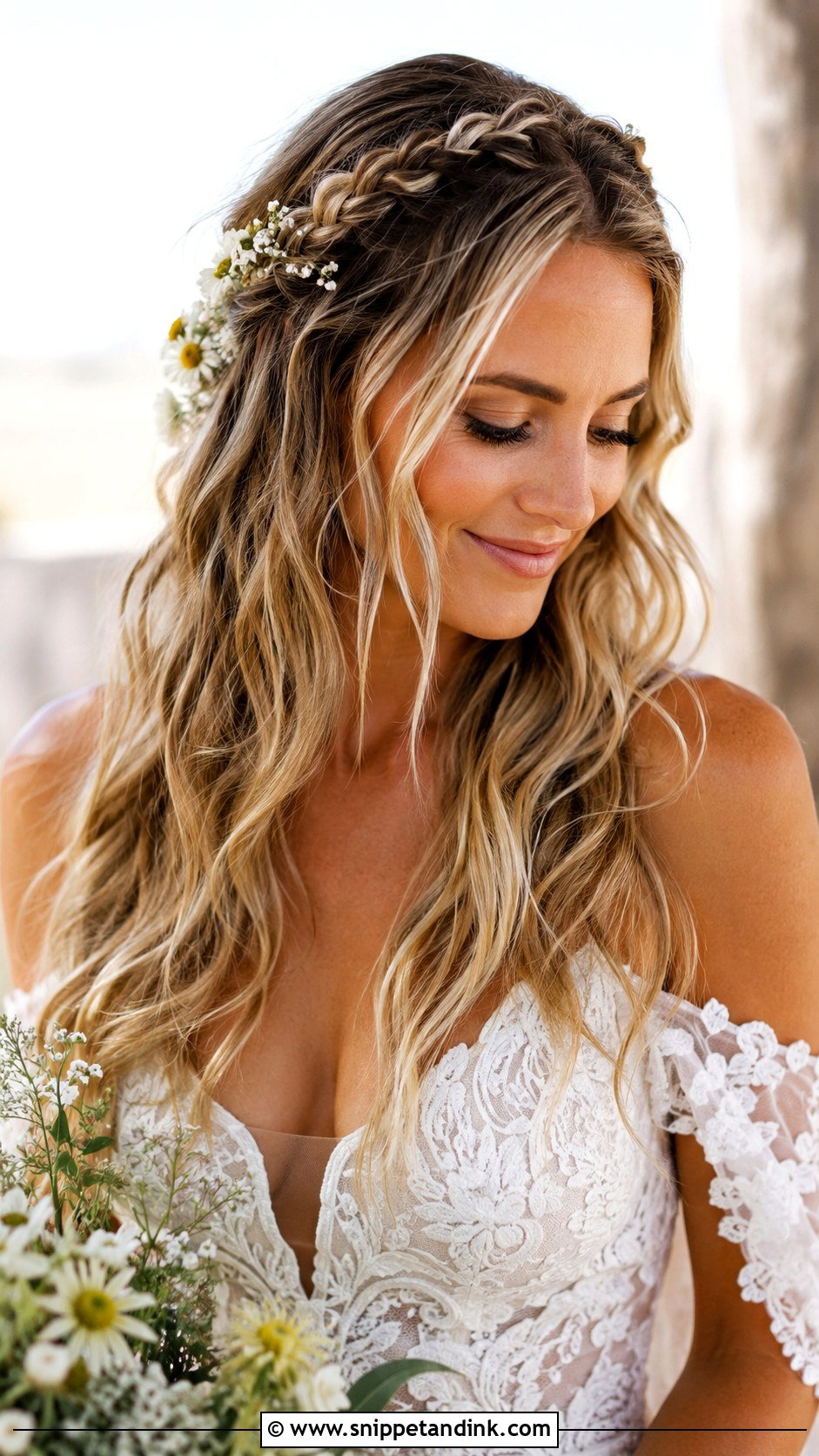 Boho Front Braids With Loose Hair - Snippet and Ink - 20 Bride Front Hairstyles