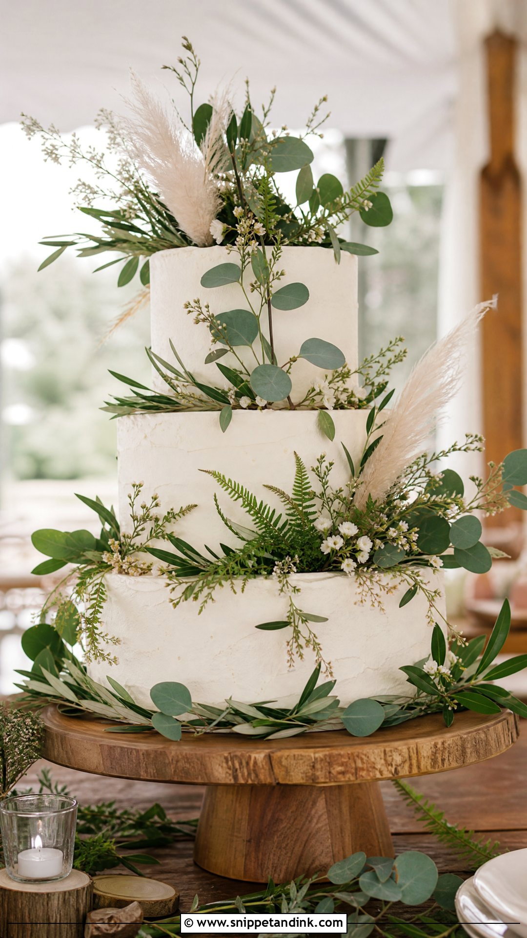 Boho Greenery Wedding Cake - Snippet and Ink - 25 Boho Cake Design Ideas for Wedding