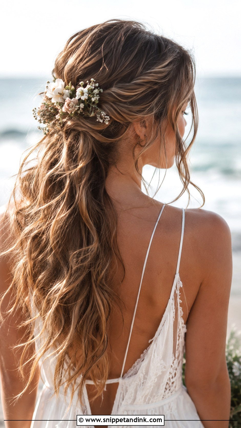 Boho Half Up Hairstyle With Loose Strands - Snippet and Ink - 25 Half-Up Maid of Honor Hairstyles