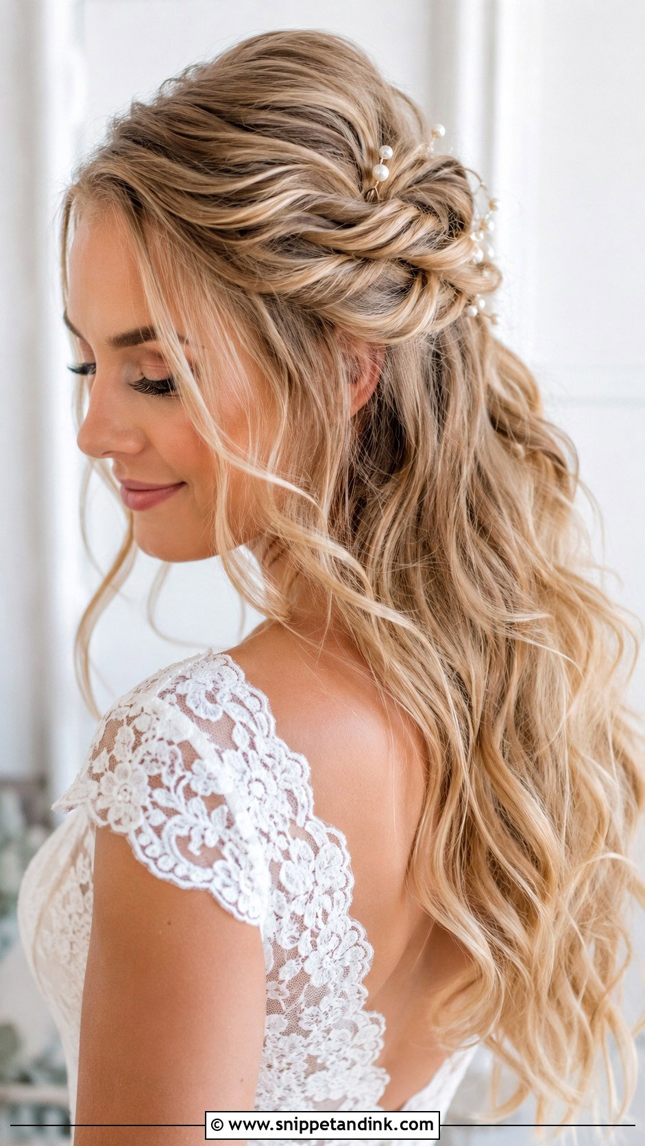 Boho Half Up Half Down Wedding Hair - Snippet and Ink - 20 Boho Wedding Hairstyles for Long Hair