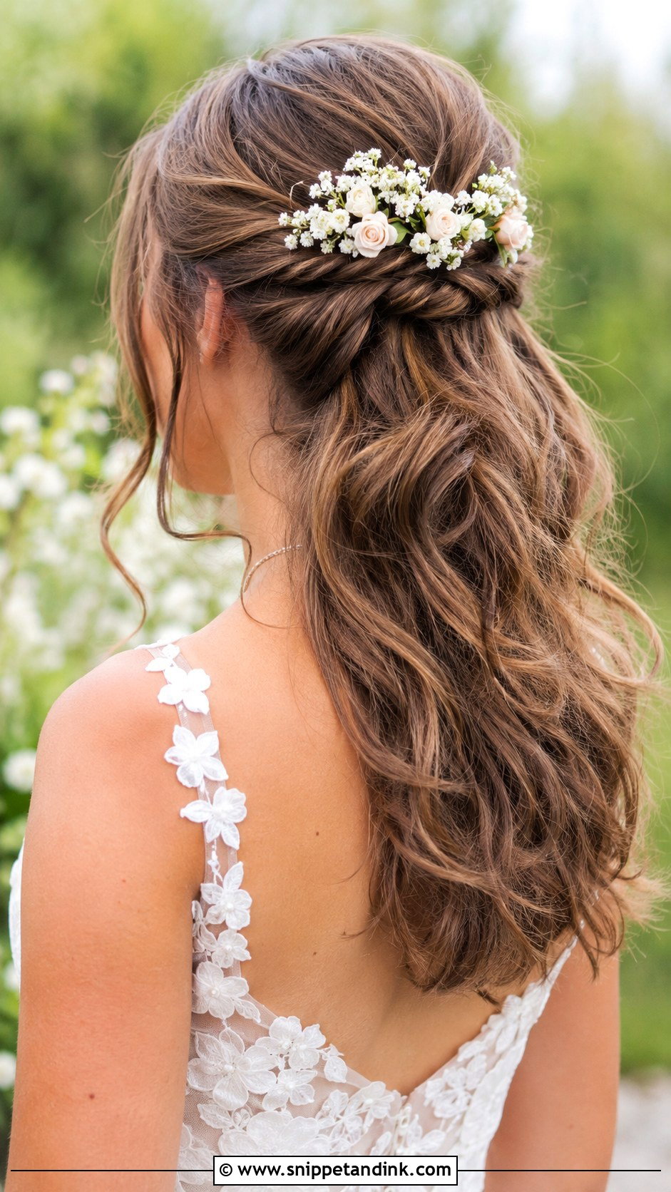 Boho Half Up Half Down Wedding Hairstyle - Snippet and Ink - 20 Half-Up Half-Down Wedding Hair Inspo Ideas