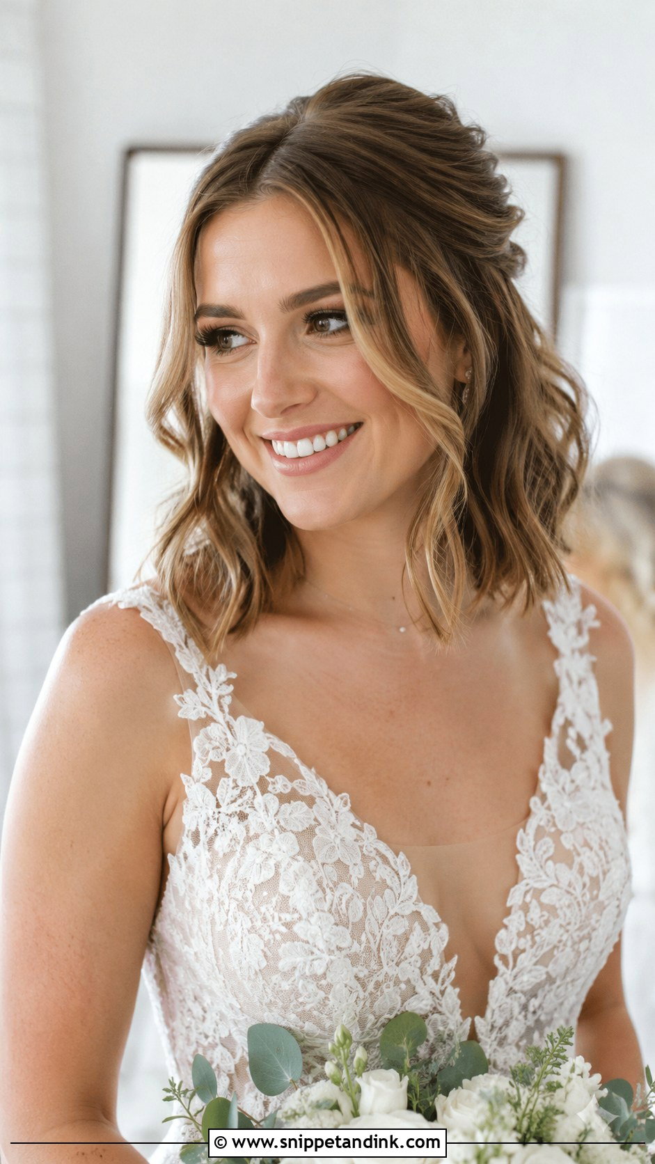 Boho Half Up Half Down for Short Hair - Snippet and Ink - 25 Short Hair Half-Up Half-Down Wedding Hairstyles