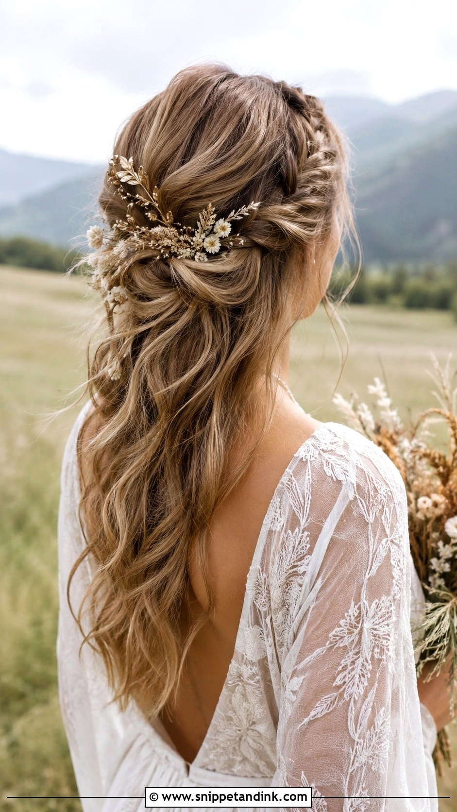 Boho Half Up Wedding Hair - Snippet and Ink - 20 Medium Half-Up Half-Down Wedding Hair Ideas
