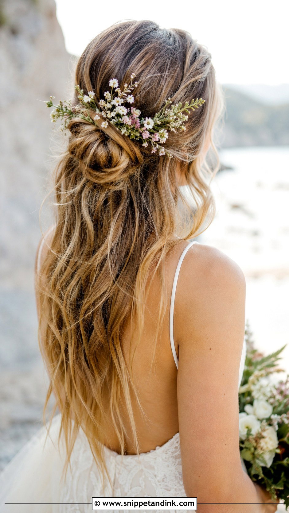 Boho Half Up Wedding Hairstyle - Snippet and Ink - 30 Hairstyle for Bride Ideas