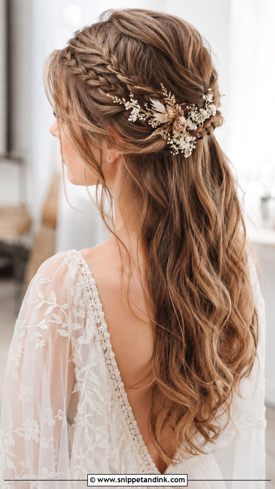Boho Half Up Wedding Hairstyle with Braids - Snippet and Ink - 30 Wedding Hair Styles for Long Hair