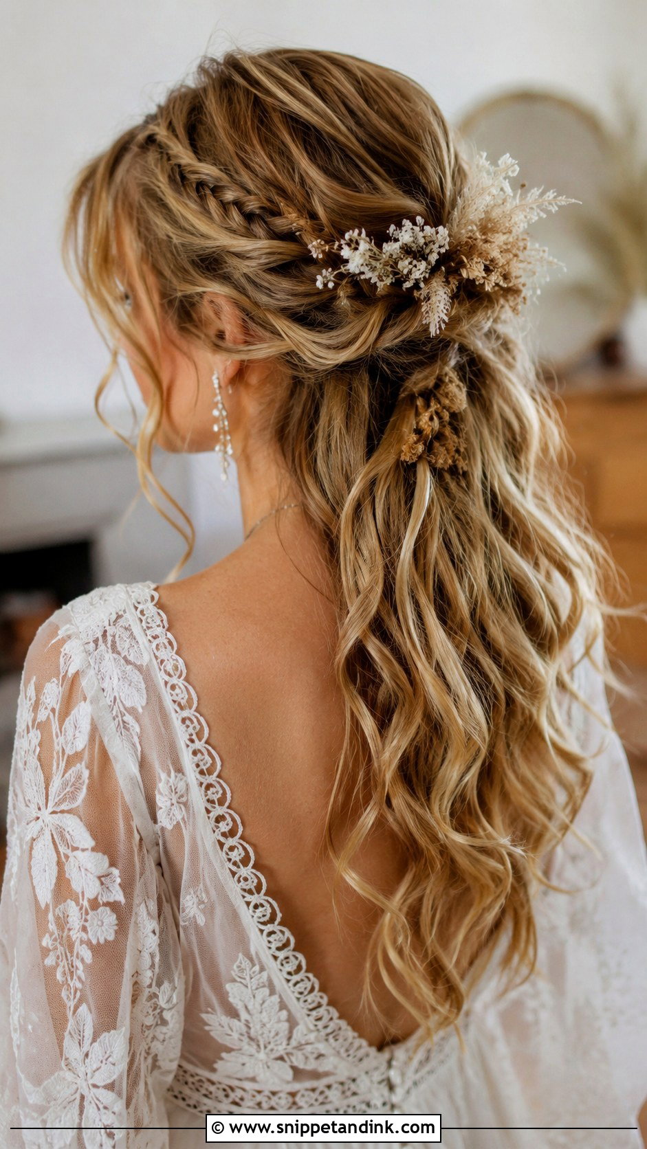 Boho Half Up Wedding Hairstyle - Snippet and Ink - 20 Half-Up Wedding Ideas