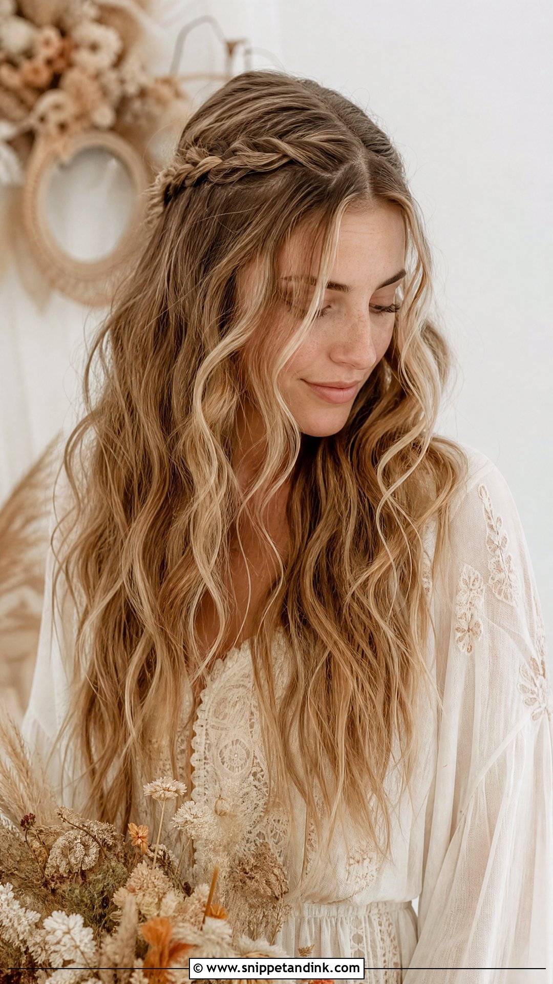 Boho Half Up With Accent Braids - Snippet and Ink - 20 Romantic Half-Up Half-Down Ideas