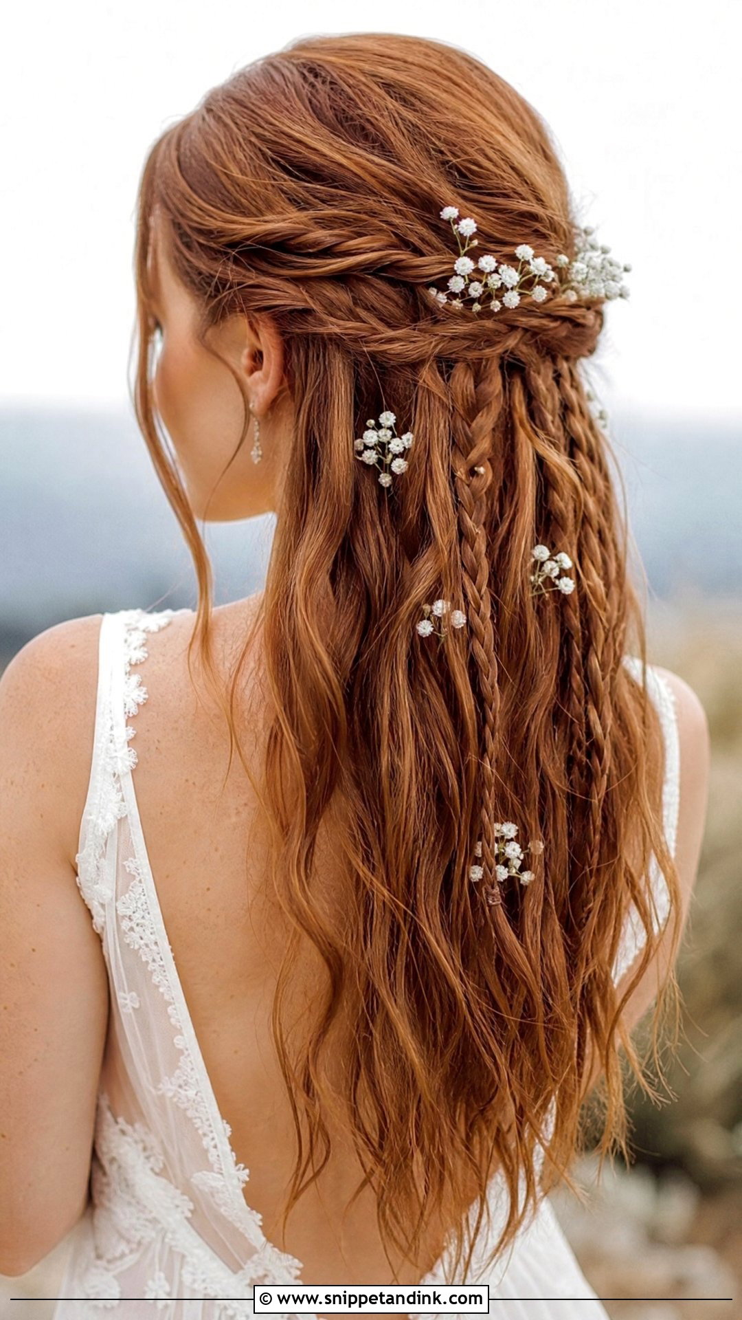 Boho Half Up With Braided Accents - Snippet and Ink - 20 Long Half-Up Half-Down Wedding Hairstyles