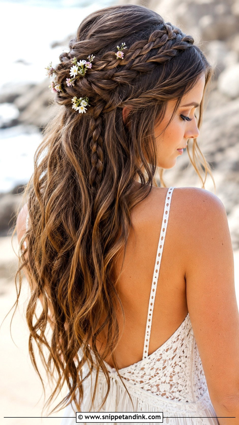 Boho Half Up With Braids - Snippet and Ink - 25 Natural Wedding Hairstyles