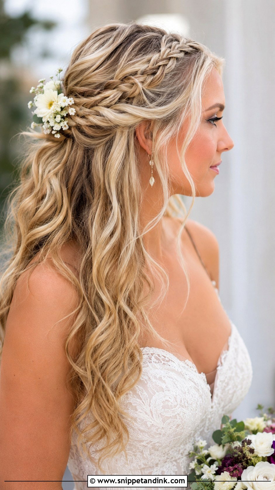 Boho Half Up With Braids - Snippet and Ink - 25 Wedding Hairdos