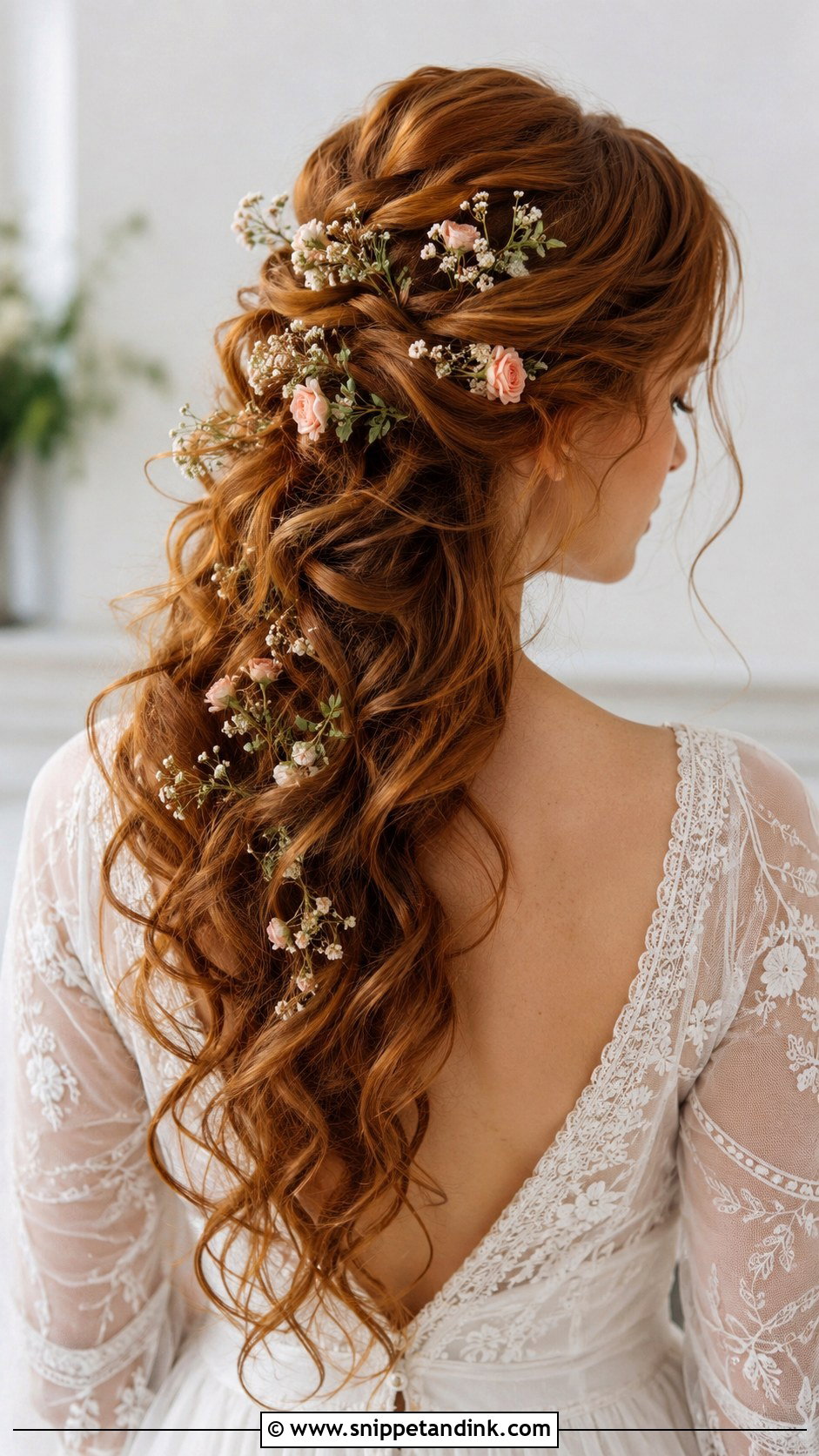 Boho Half Up With Flowers - Snippet and Ink - 20 Half Wedding Hair Ideas