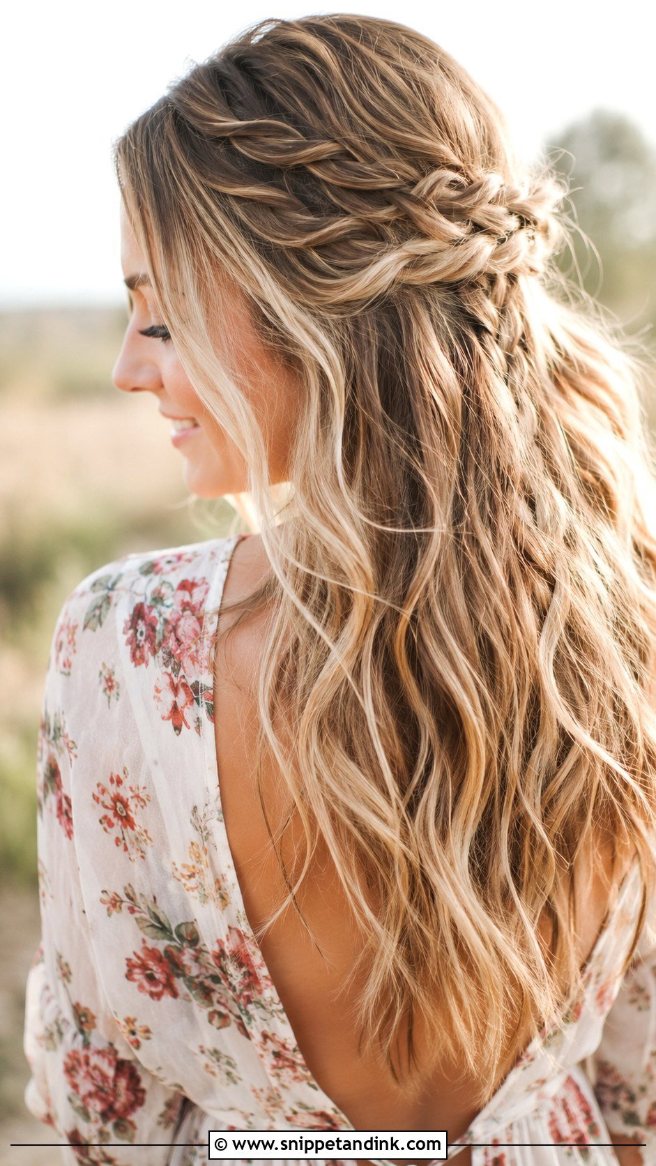 Boho Half Up With Loose Braids - Snippet and Ink - 20 Hairstyles for Medium Length Hair Wedding Guest