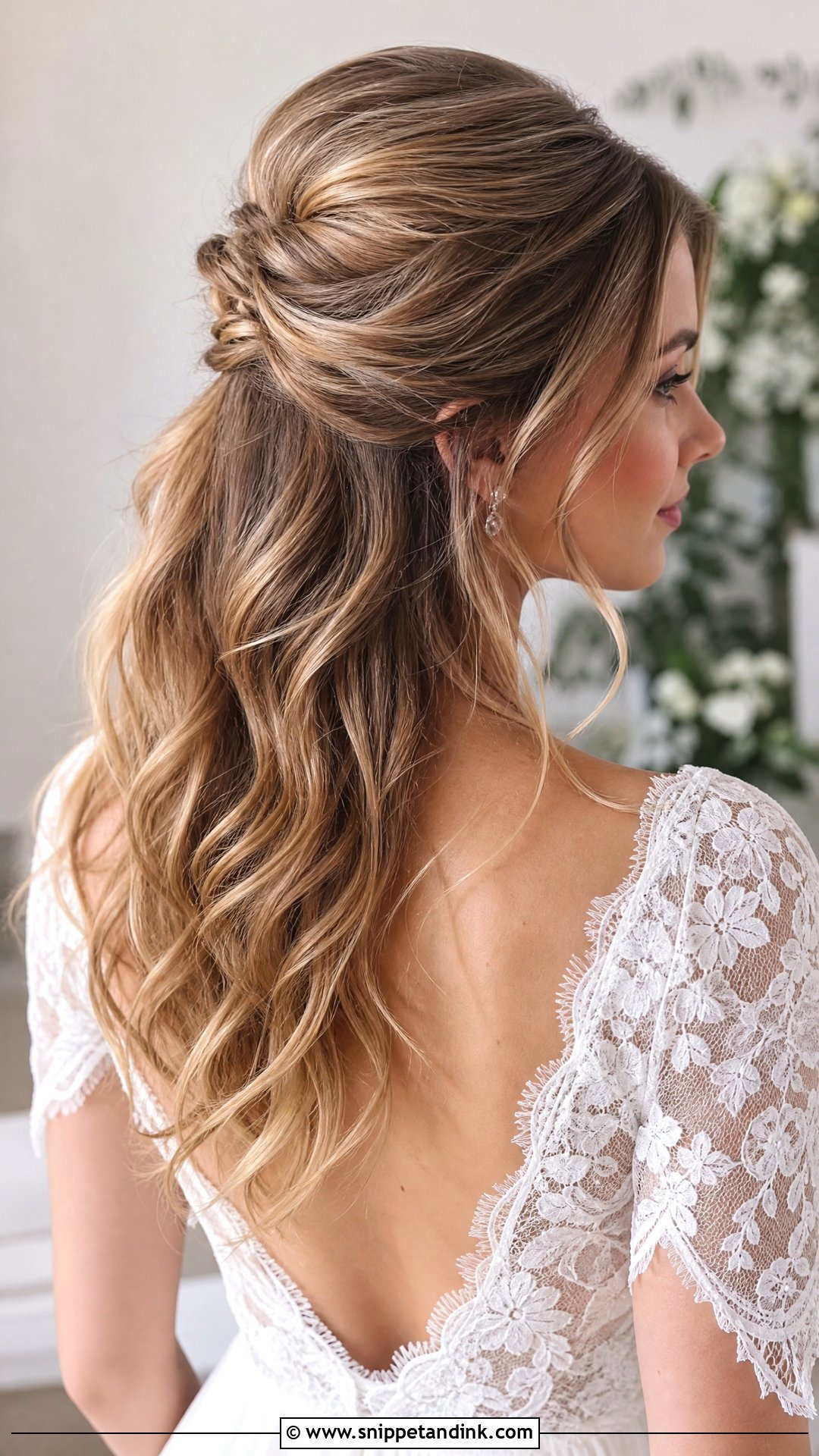 Boho Half Up With Loose Waves - Snippet and Ink - 25 Boho Half-Up Bridal Hair Ideas