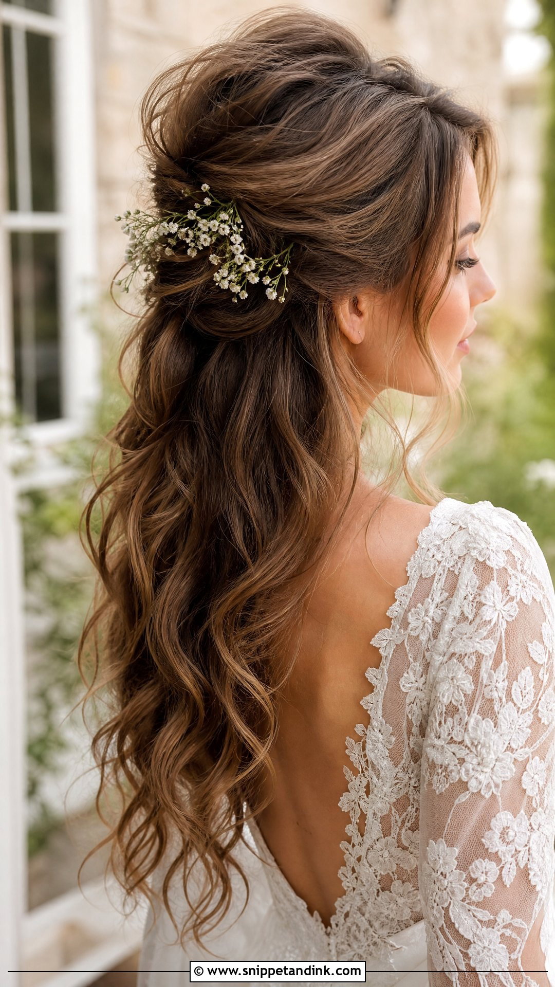 Boho Half Up With Messy Crown - Snippet and Ink - 25 Boho Half-Up Bridal Hair Ideas