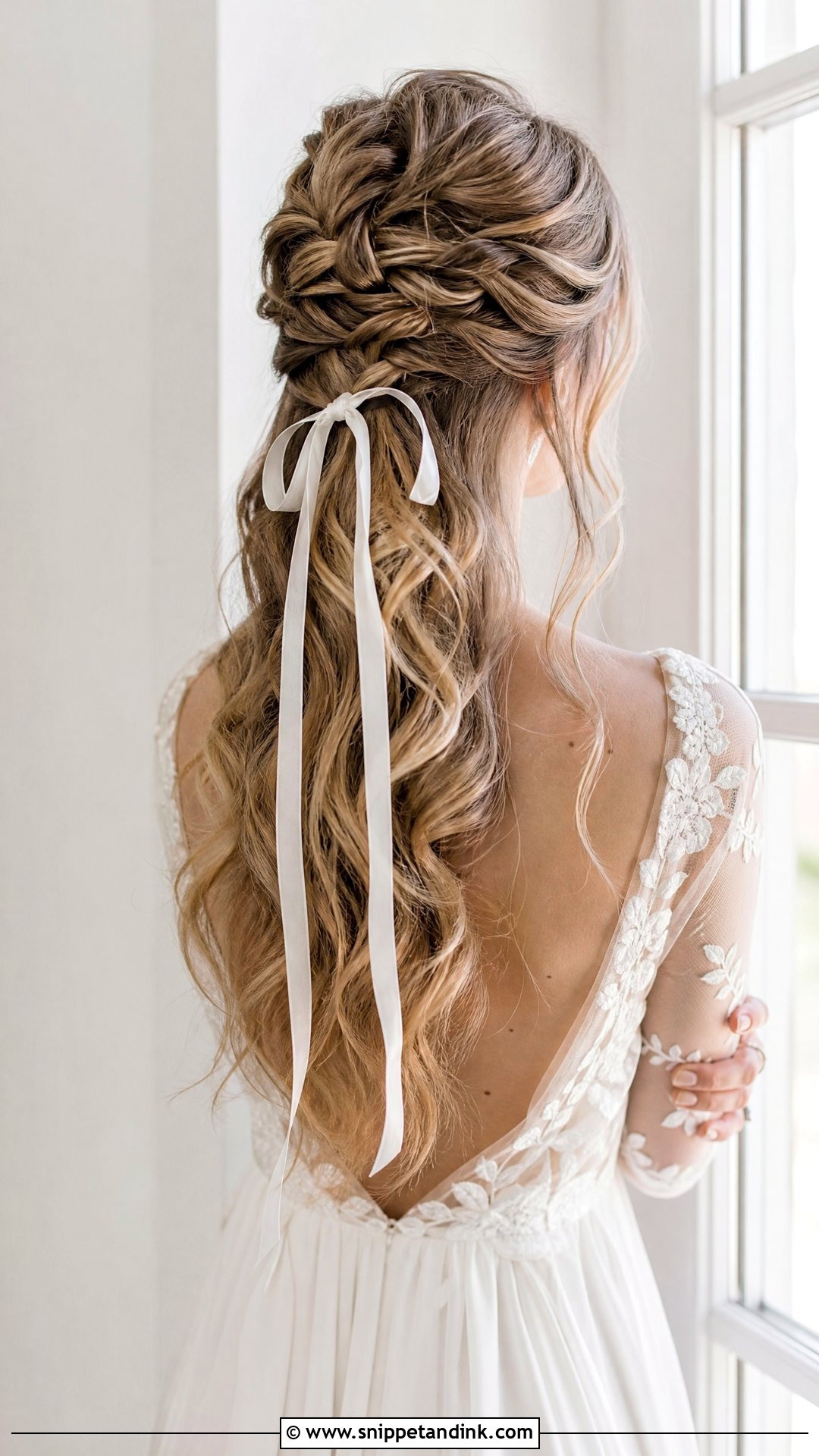Boho Half Up With Ribbon Detail - Snippet and Ink - 25 Boho Half-Up Bridal Hair Ideas