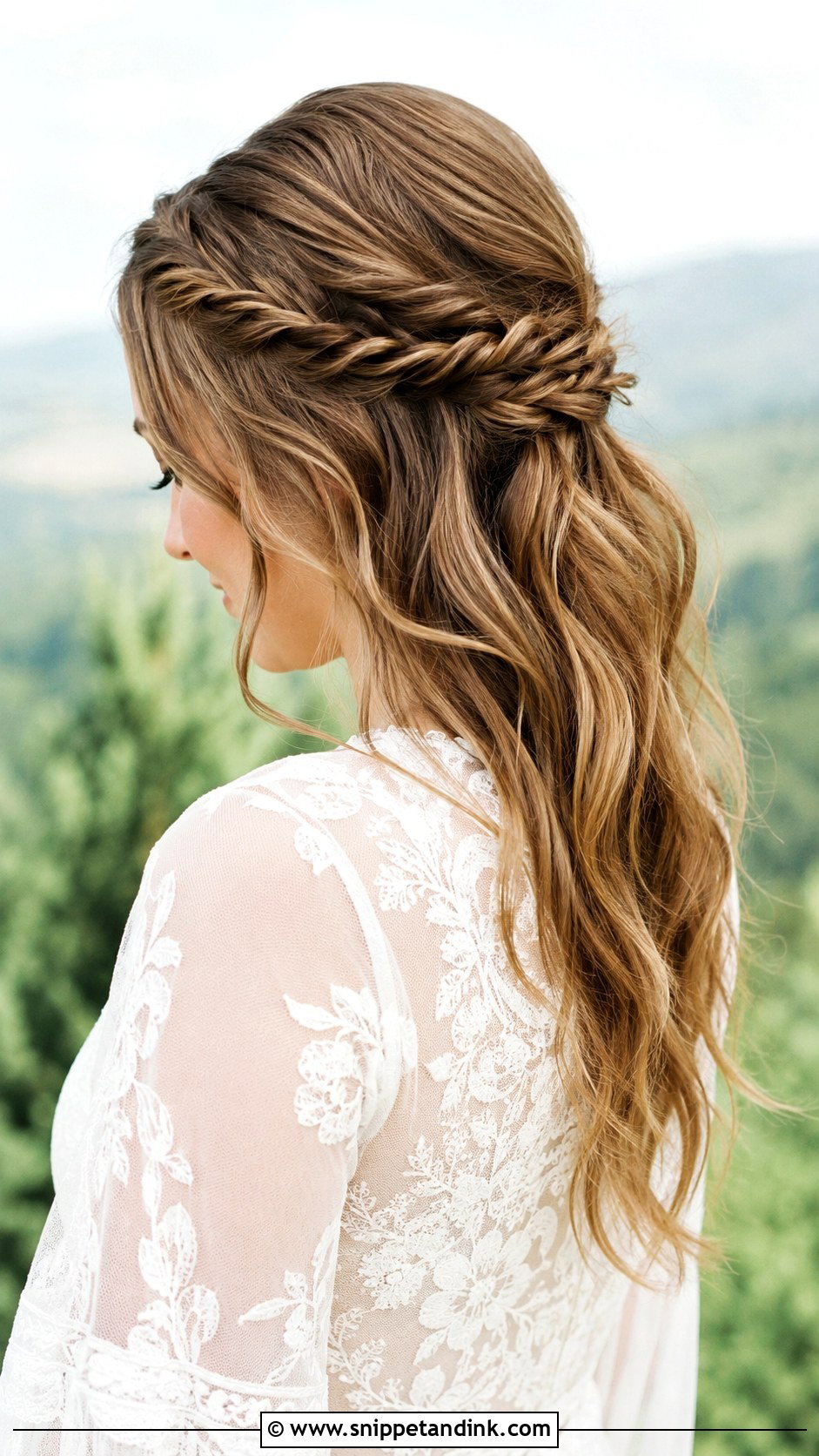 Boho Half Up With Rope Braid - Snippet and Ink - 25 Boho Half-Up Half-Down Wedding Hair Ideas