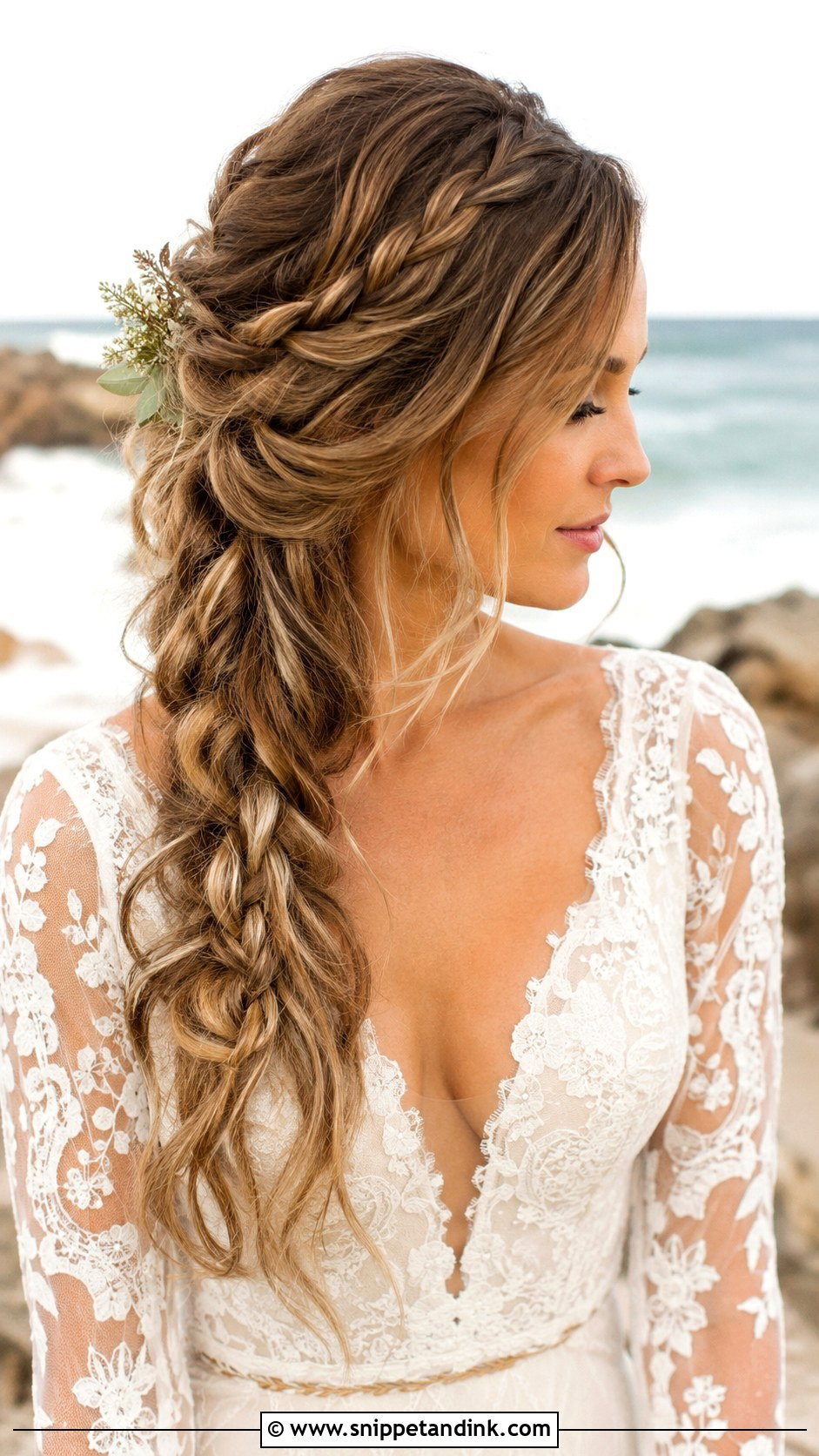 Boho Half Up With Side Braid - Snippet and Ink - 25 Boho Half-Up Half-Down Wedding Hair Ideas