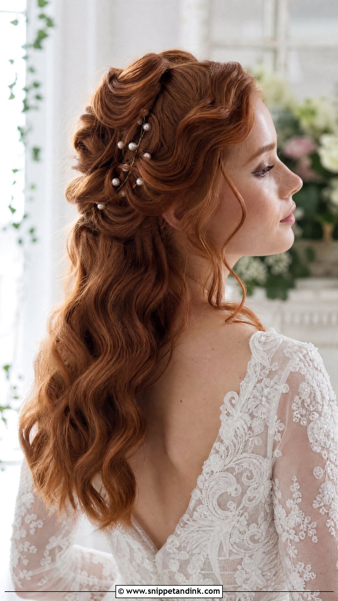 Boho Half Up With Vintage Waves - Snippet and Ink - 25 Boho Half-Up Bridal Hair Ideas