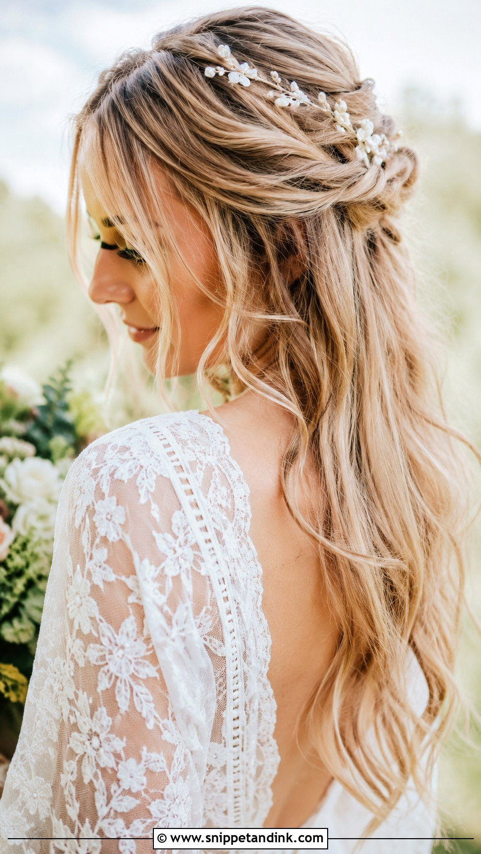 Boho Half Updo With Twists - Snippet and Ink - 20 Wedding Hair for Shoulder Length Hair Ideas