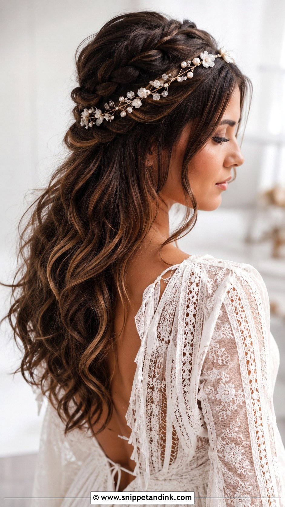 Boho Headband With Braided Half Up - Snippet and Ink - 25 Wedding Hair with Headband Ideas