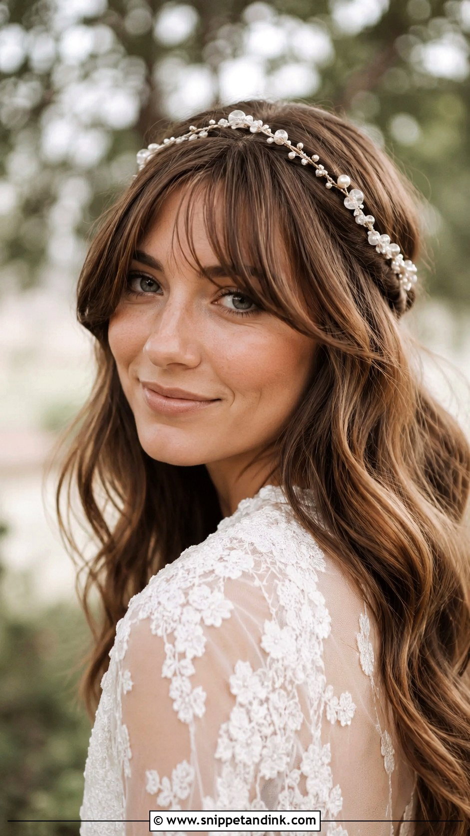Boho Headband With Curtain Bangs - Snippet and Ink - 25 Wedding Hair with Headband Ideas