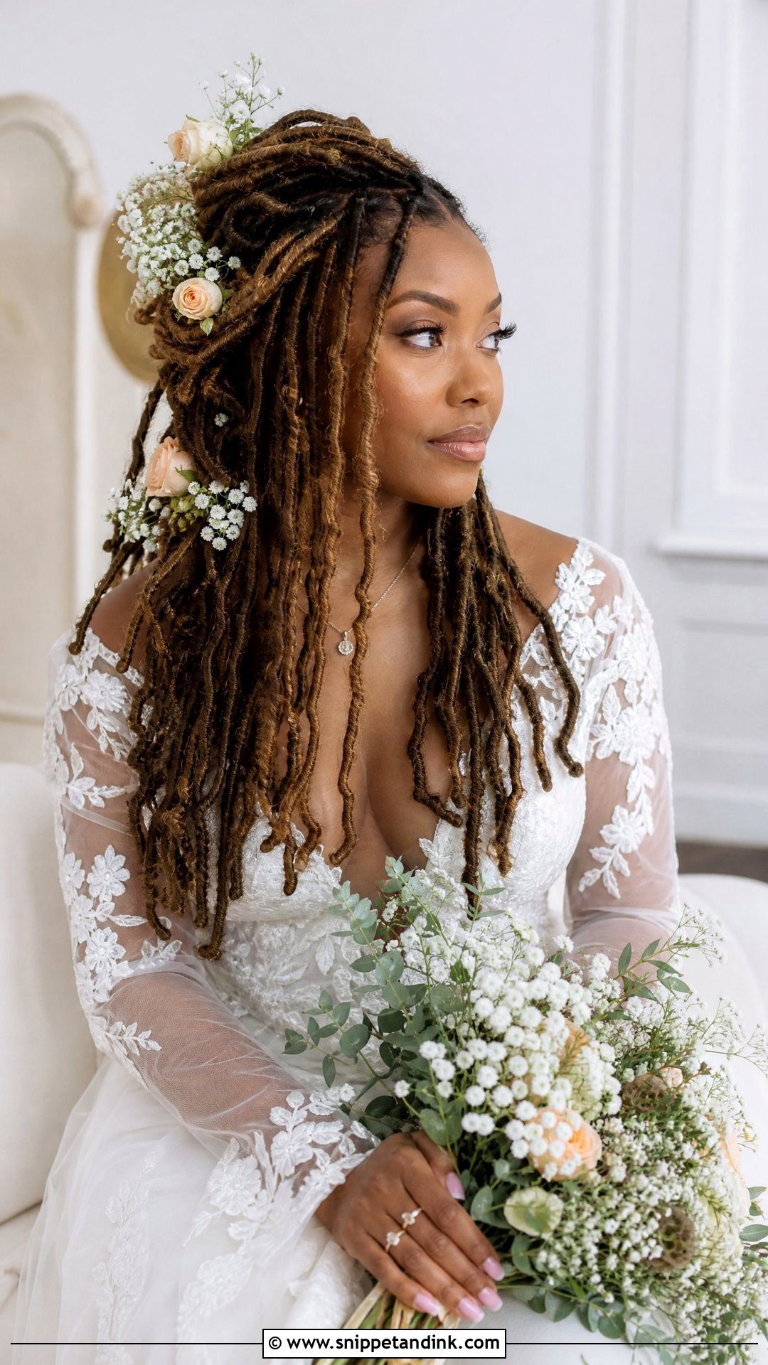 Boho Locs With Flowers - Snippet and Ink - 20 Wedding Hairstyles for Locs