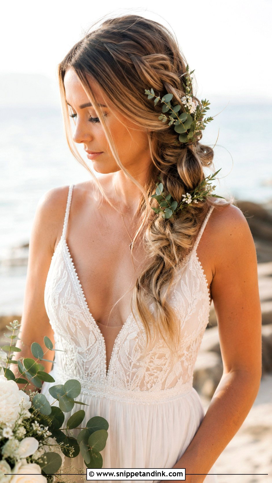 Boho Loose Braid for Brides - Snippet and Ink - 25 Elegant Bridal Hair Ideas