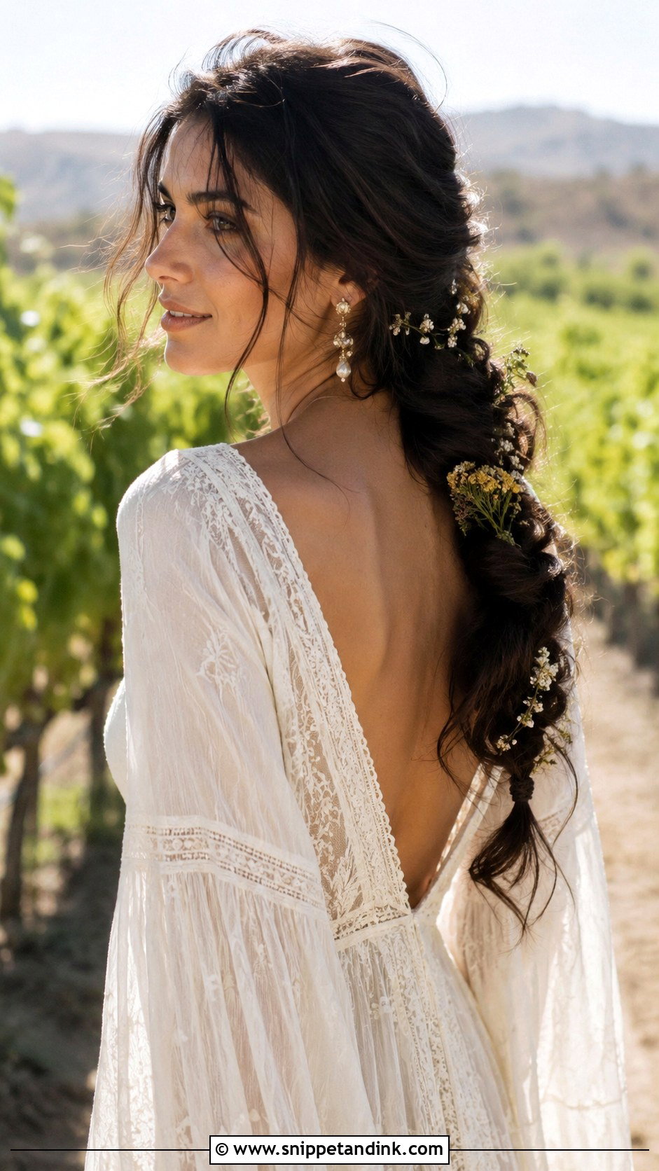 Boho Loose Ponytail With Flowers - Snippet and Ink - 20 Loose Ponytail Wedding Hairstyles