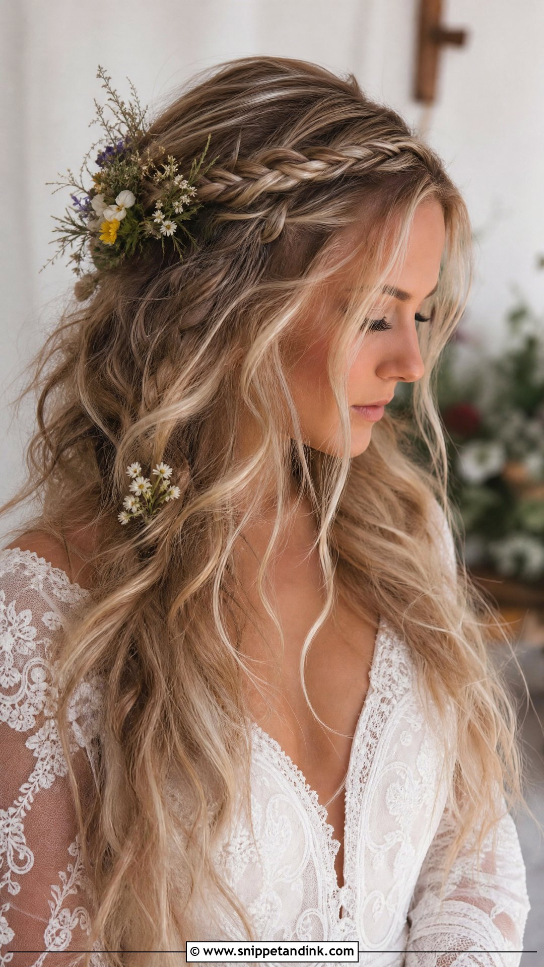 Boho Loose Waves With Braids - Snippet and Ink - 20 Classic Bride Hairstyles