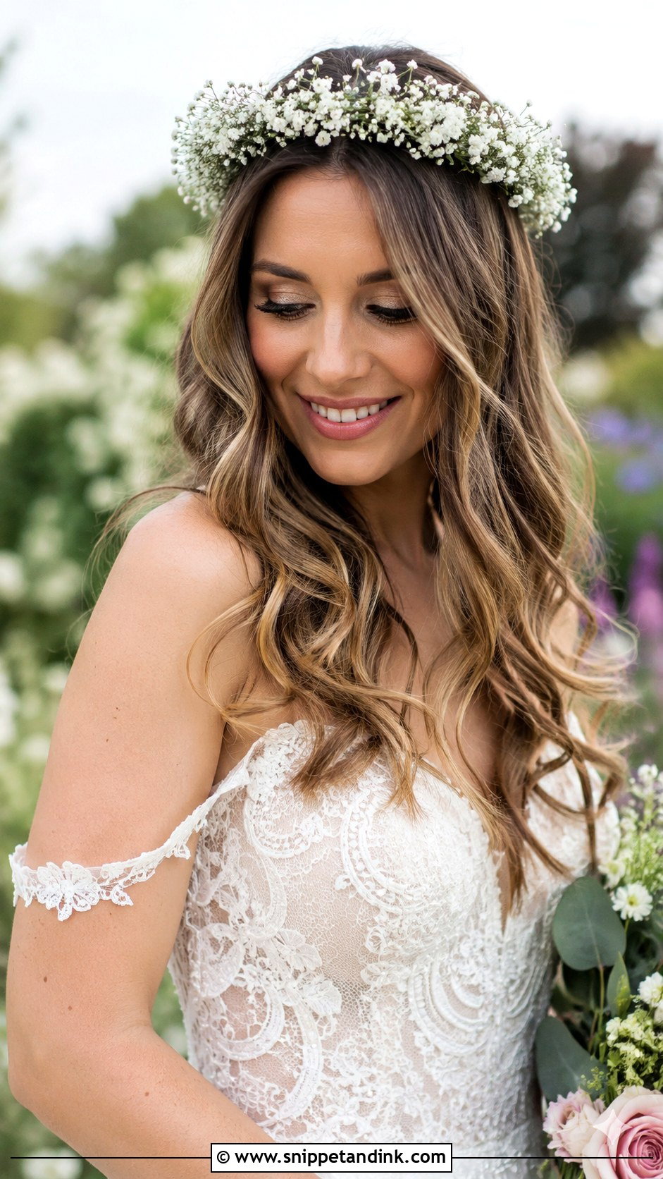 Boho Loose Waves With Flower Crown - Snippet and Ink - 20 Boho Bride Hairstyles