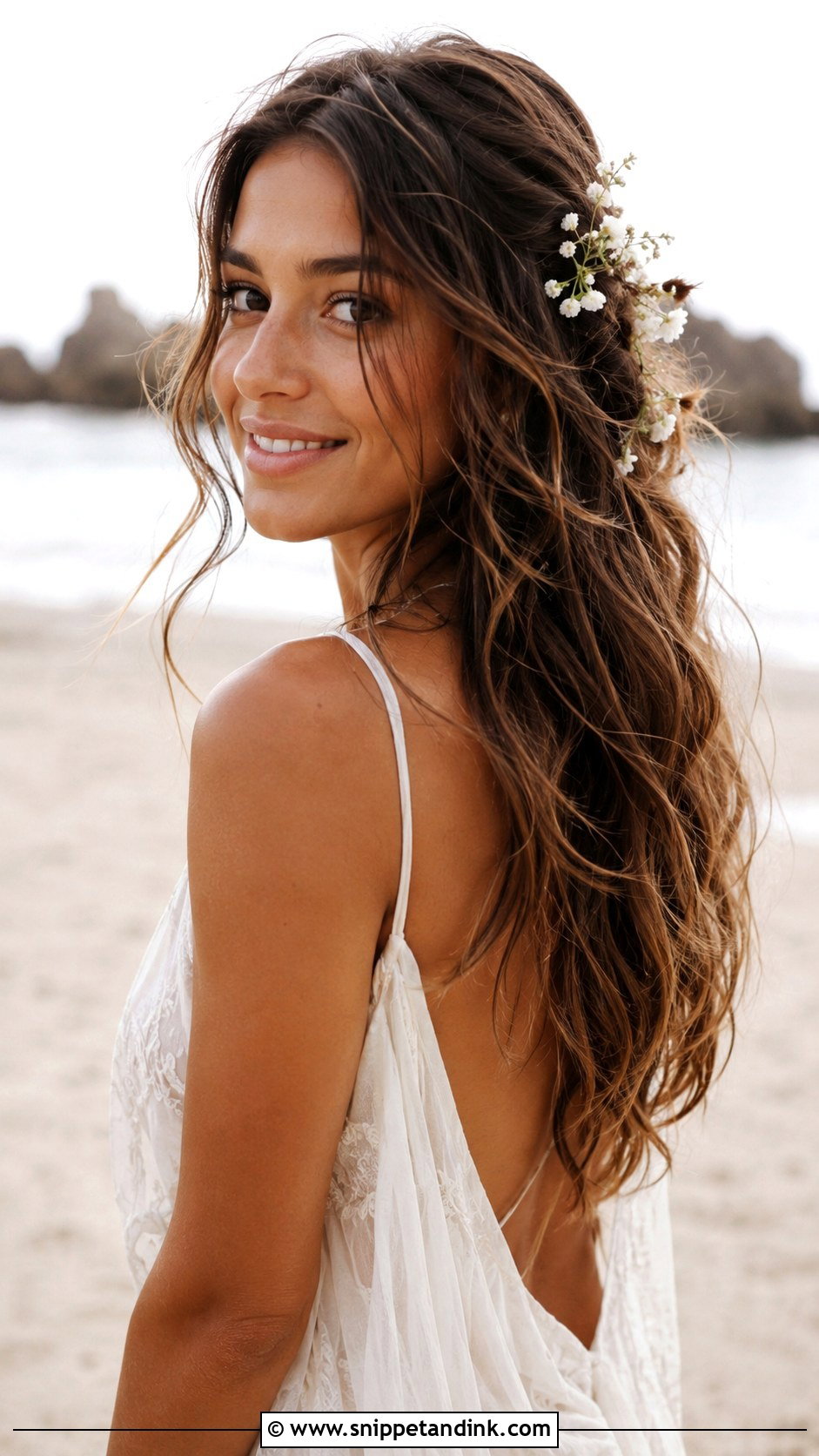 Boho Loose Waves for Beach Weddings - Snippet and Ink - 20 Bride Wedding Hair Down Ideas