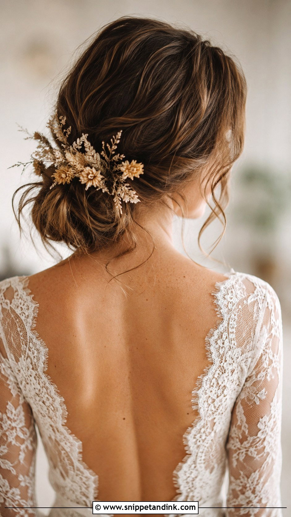 Boho Low Bun - Snippet and Ink - 35 Bridal Bun Ideas