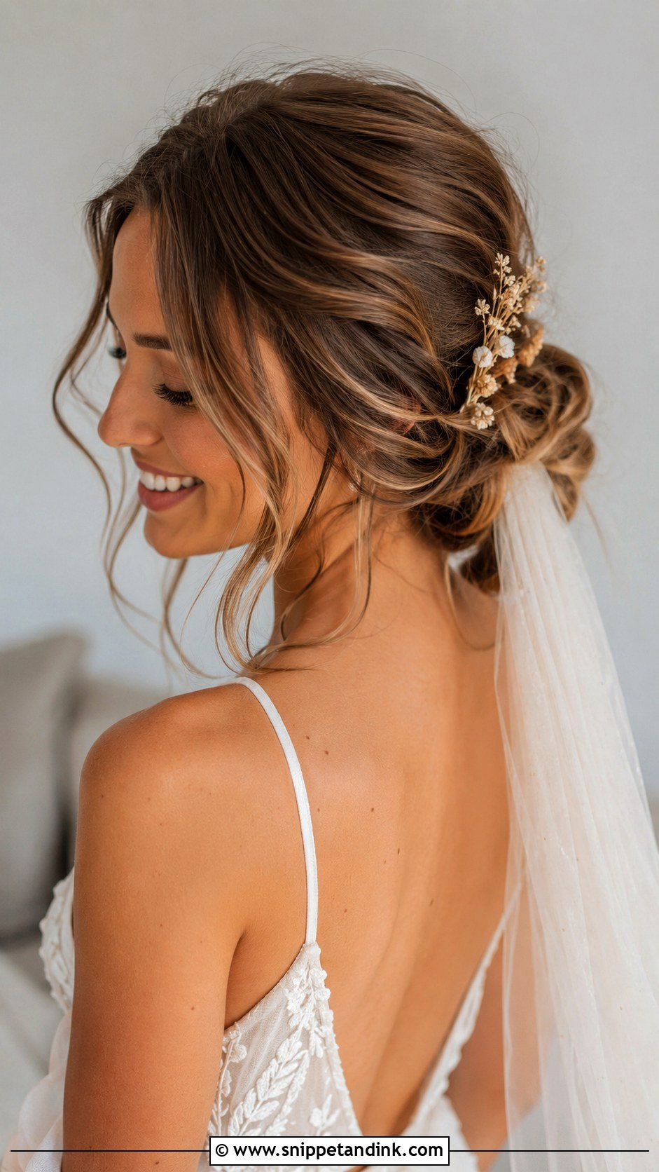 Boho Low Knot With Veil Under - Snippet and Ink - 25 Veil Under Updo Ideas