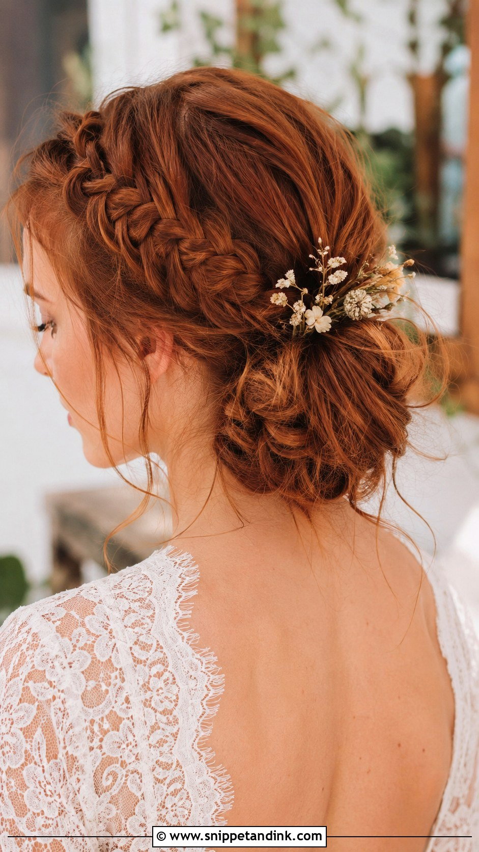 Boho Low Messy Bun With Braids - Snippet and Ink - 30 Low Messy Bun Wedding Hair Ideas