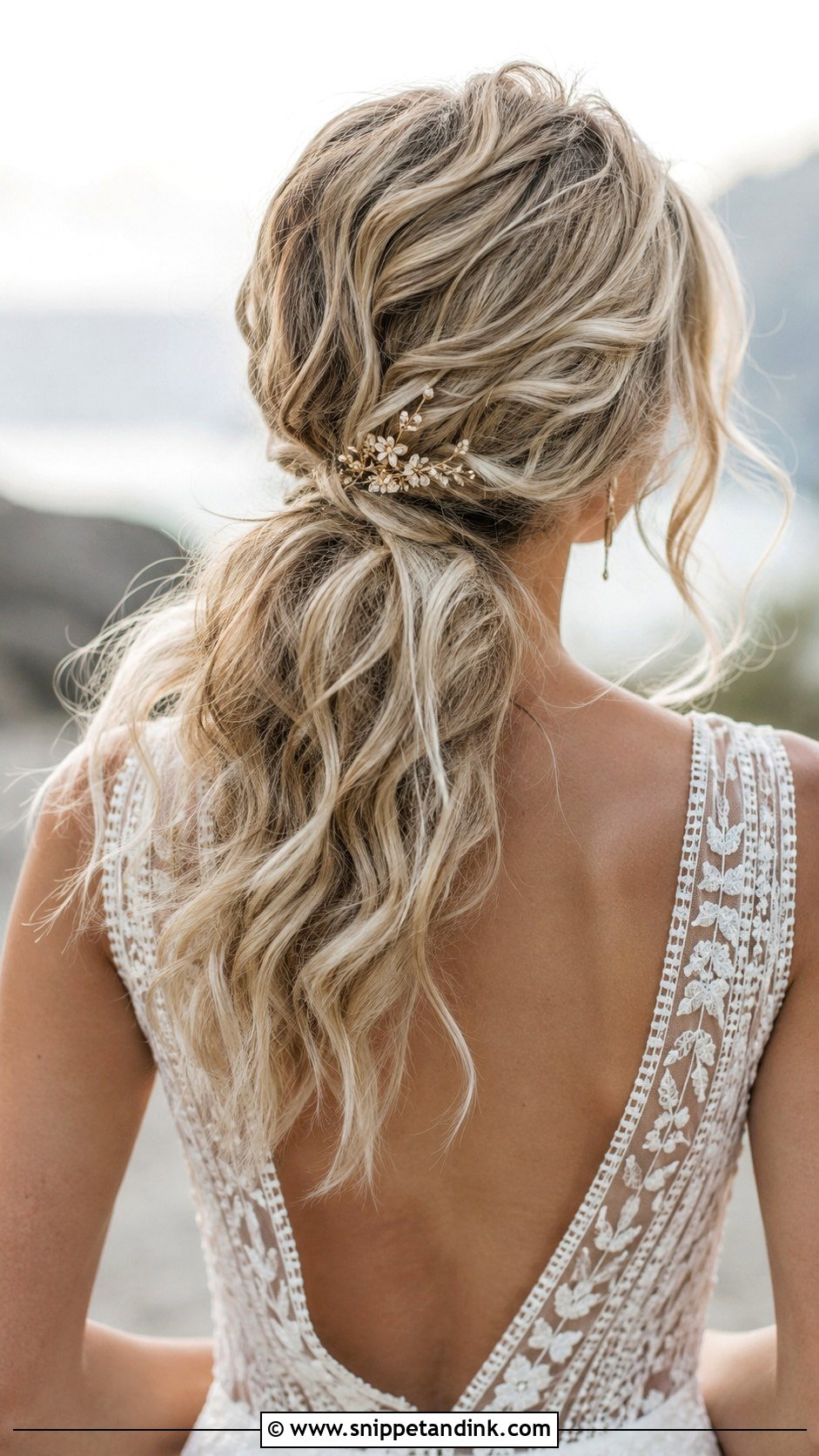 Boho Low Ponytail Wedding Hair - Snippet and Ink - 25 Low Ponytail Wedding Hair Ideas