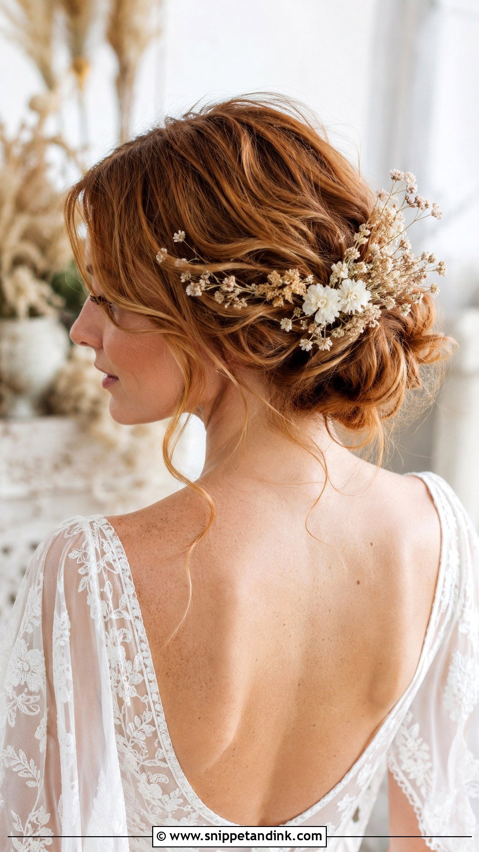 Boho Messy Bun For Short Hair Wedding - Snippet and Ink - 15 Messy Bun for Short Hair Wedding Ideas