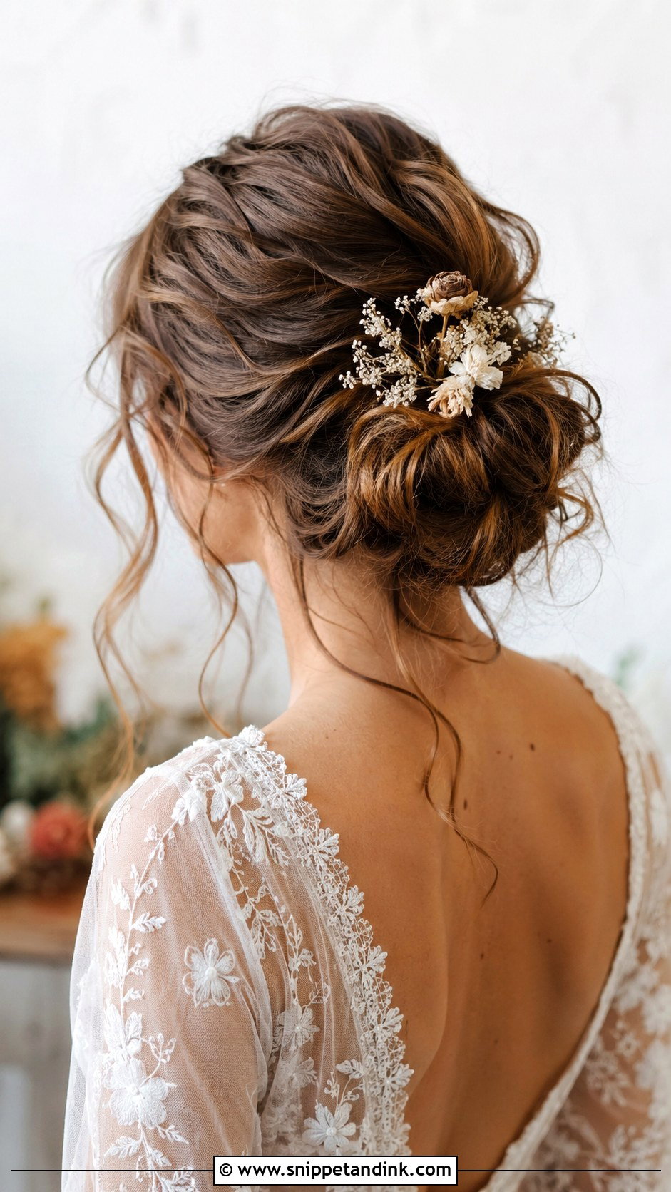 Boho Messy Bun for Wedding - Snippet and Ink - 20 Messi Bun Hairstyles for Wedding