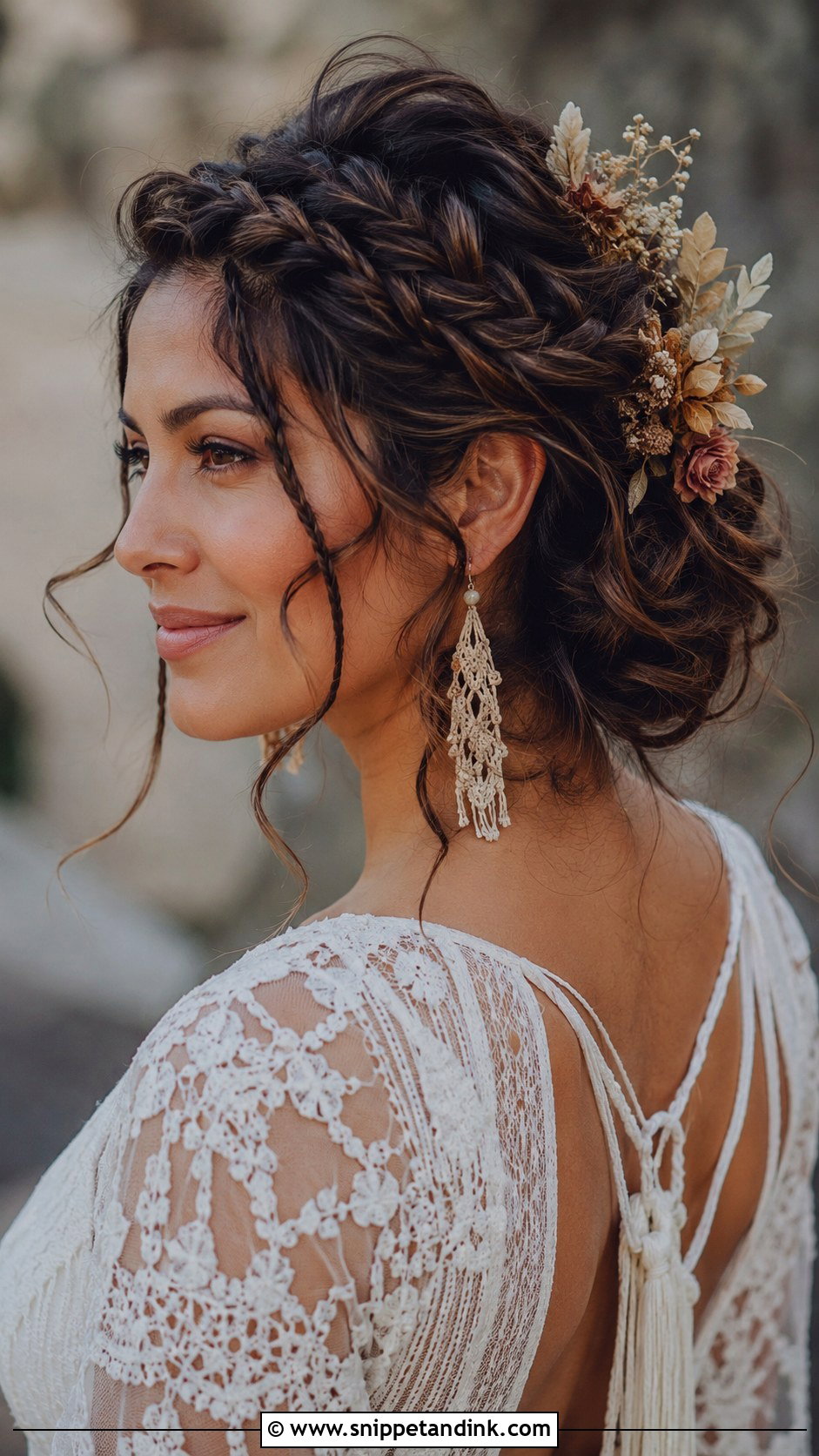 Boho Messy Updo With Loose Braids - Snippet and Ink - 30 Messy Updo Wedding Ideas