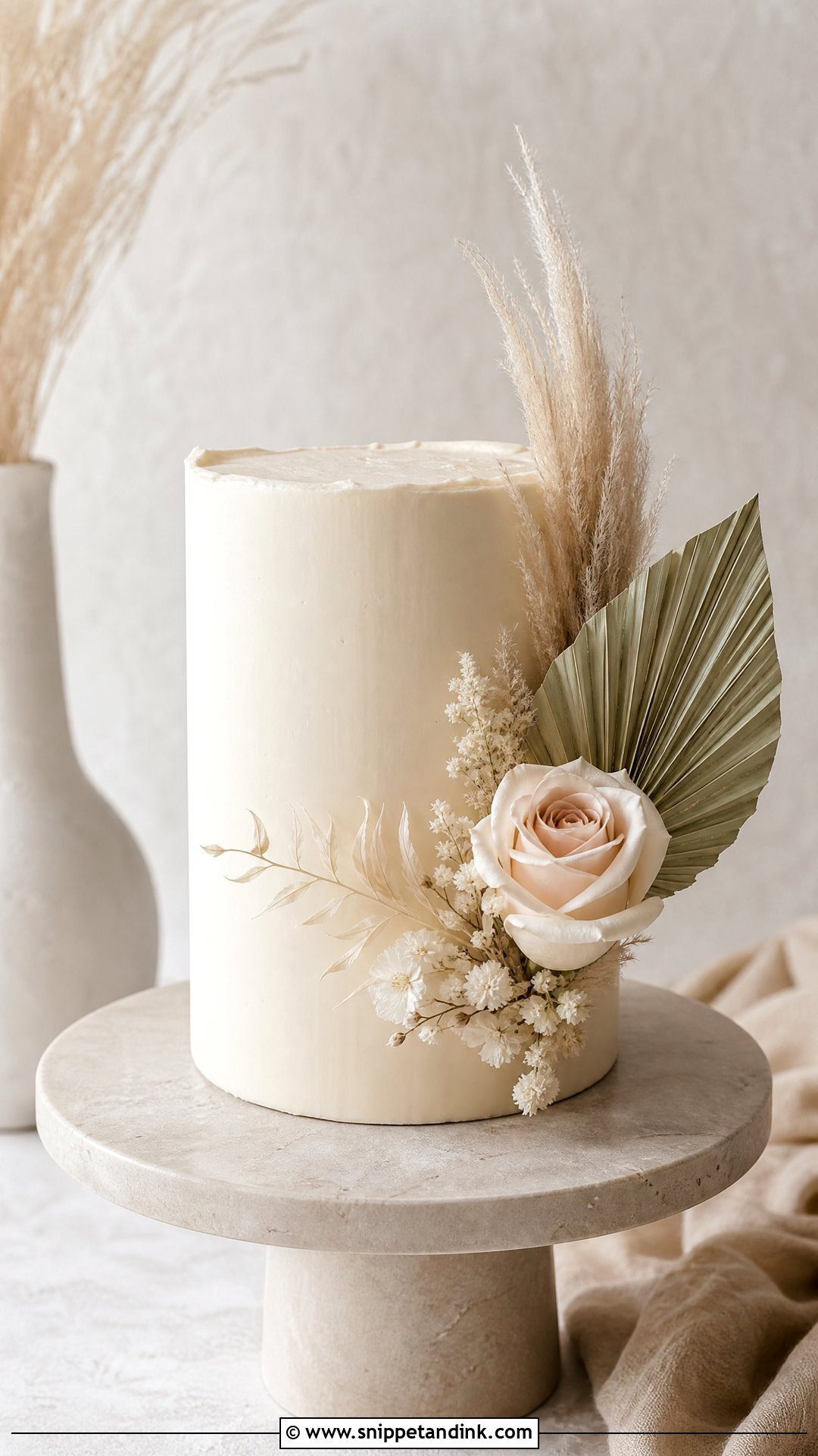 Boho Minimal Wedding Cake - Snippet and Ink - 25 Boho Cake Design Ideas for Wedding