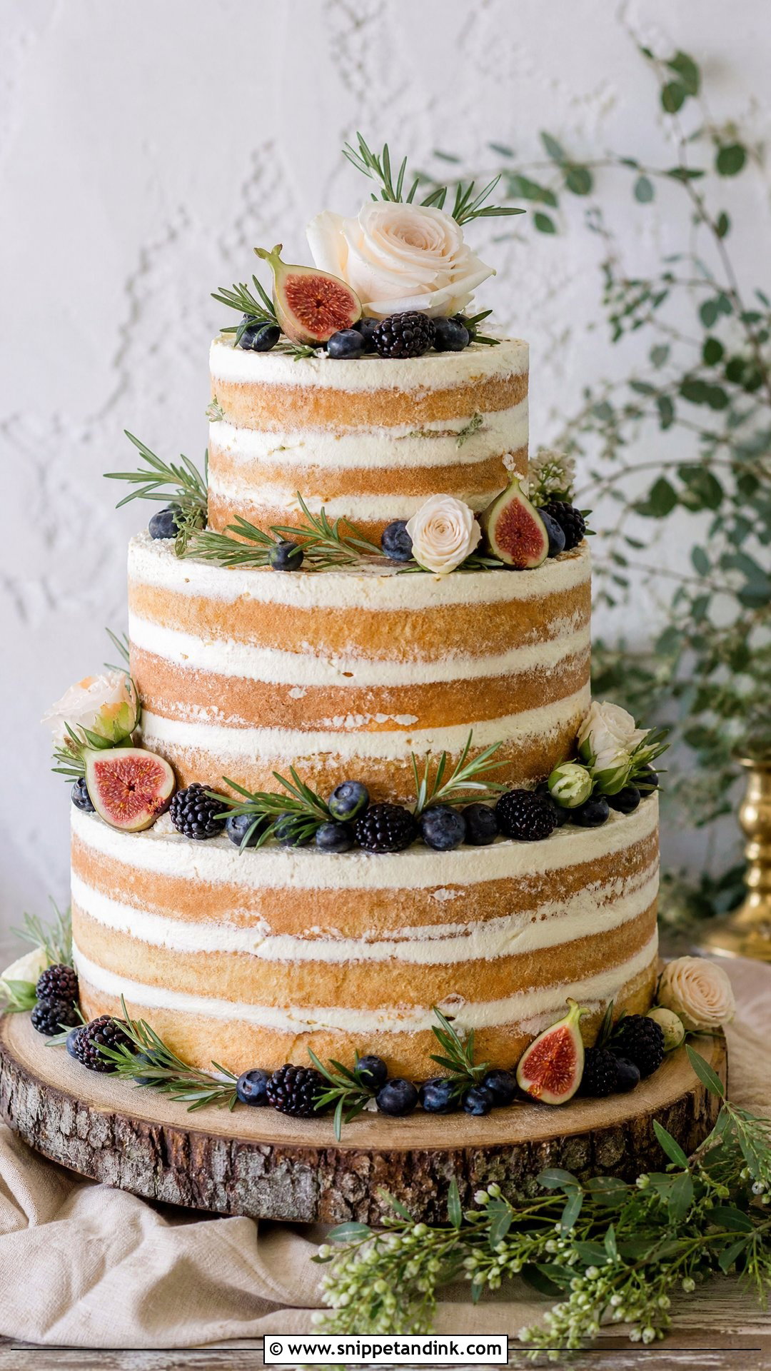 Boho Naked Wedding Cake - Snippet and Ink - 25 Boho Cake Design Ideas for Wedding