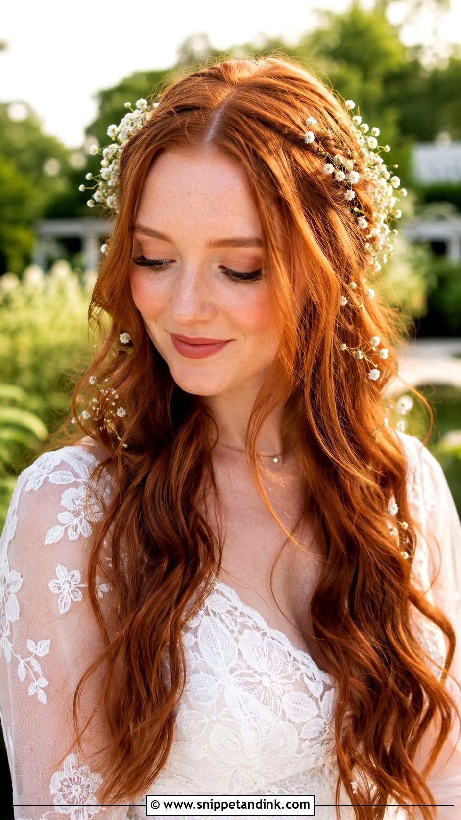 Boho Open Hair With Fresh Flowers - Snippet and Ink - 25 Open Hair Bridal Look Ideas