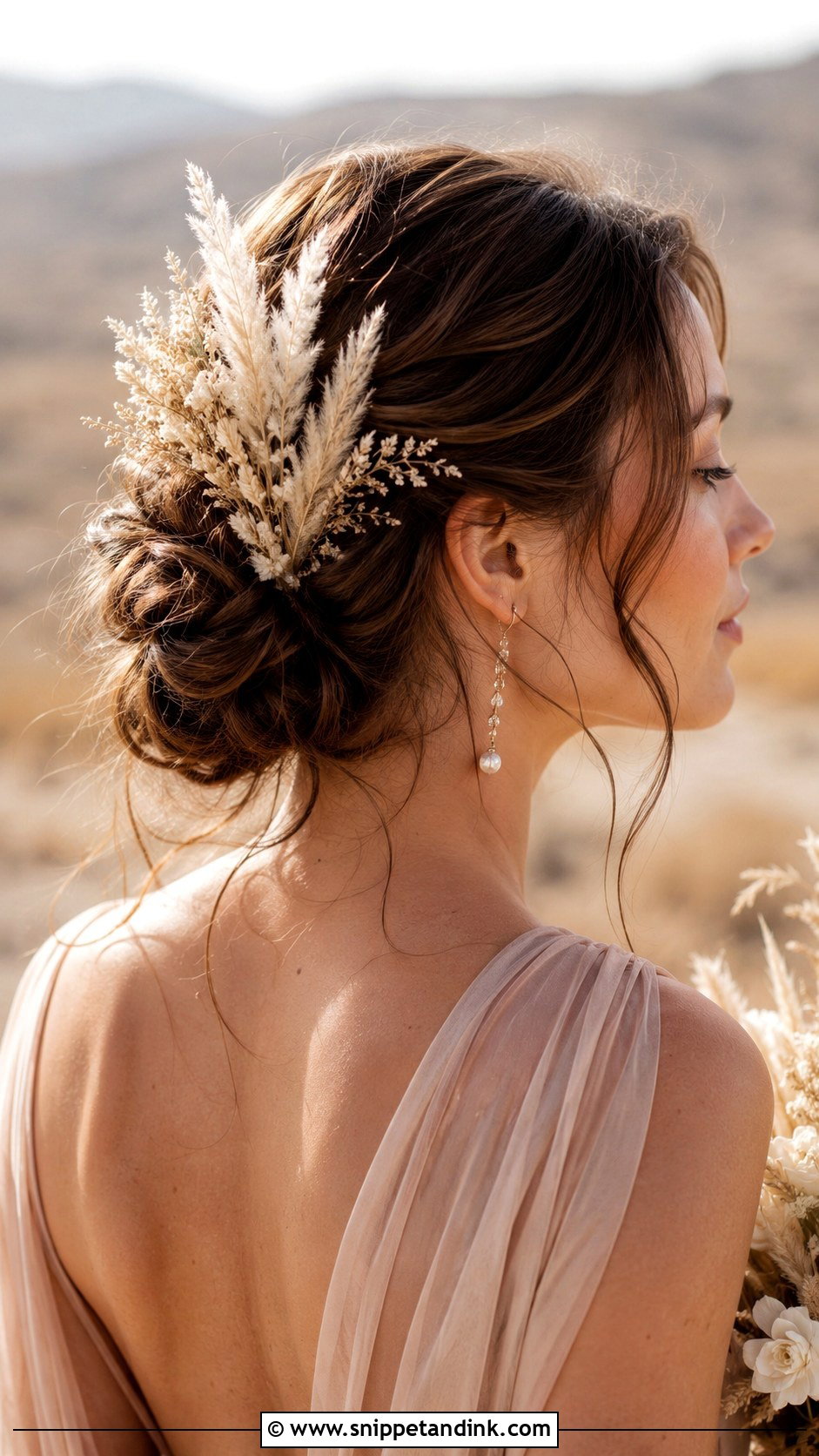 Boho Pampas Grass Wedding Hairstyle - Snippet and Ink - 25 Boho Wedding Hairstyles