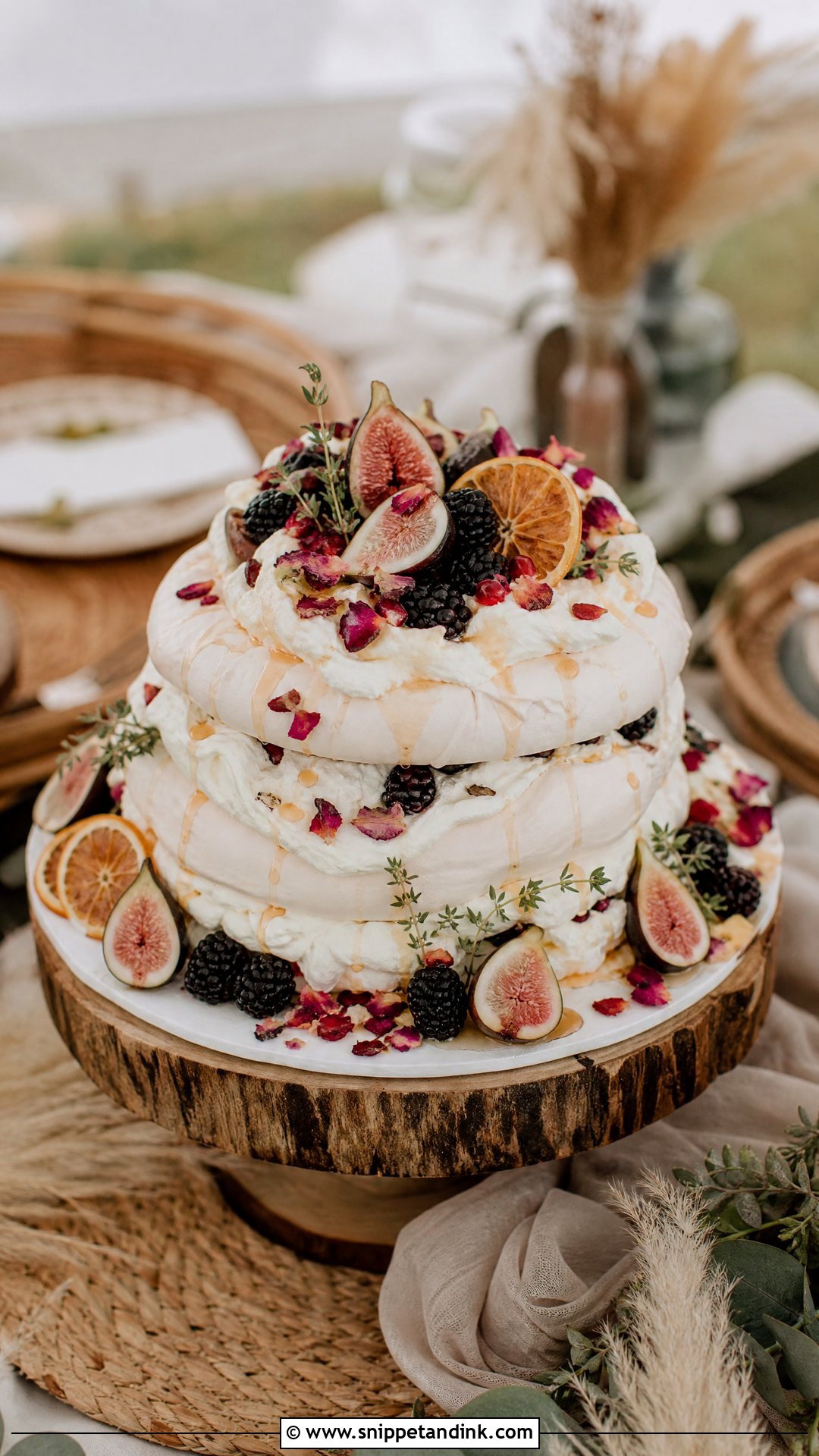 Boho Pavlova Wedding Cake - Snippet and Ink - 20 Pavlova Wedding Cake Ideas