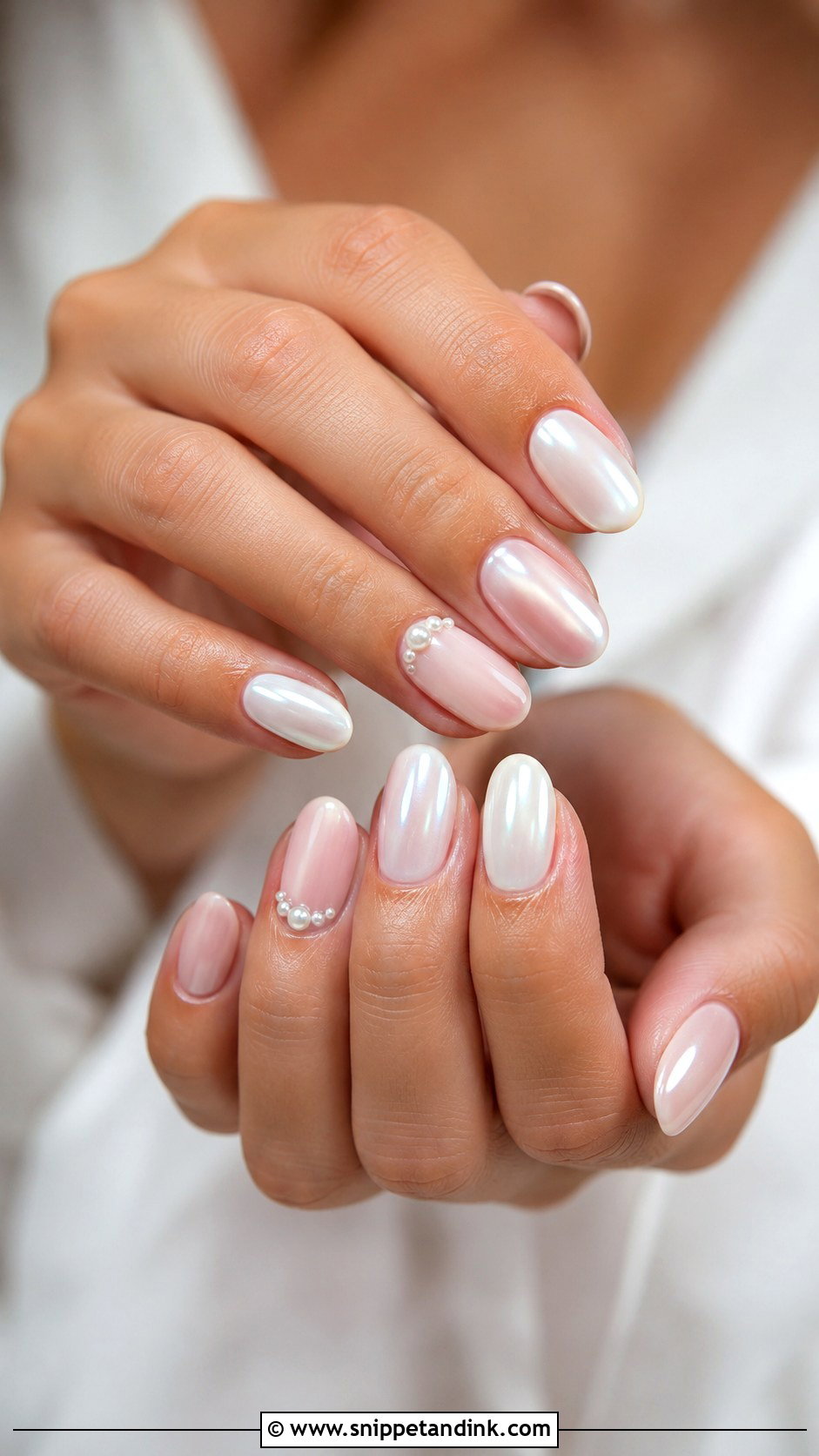 Boho Pearl Chrome Wedding Nails - Snippet and Ink - 20 Boho Wedding Nails for Bride