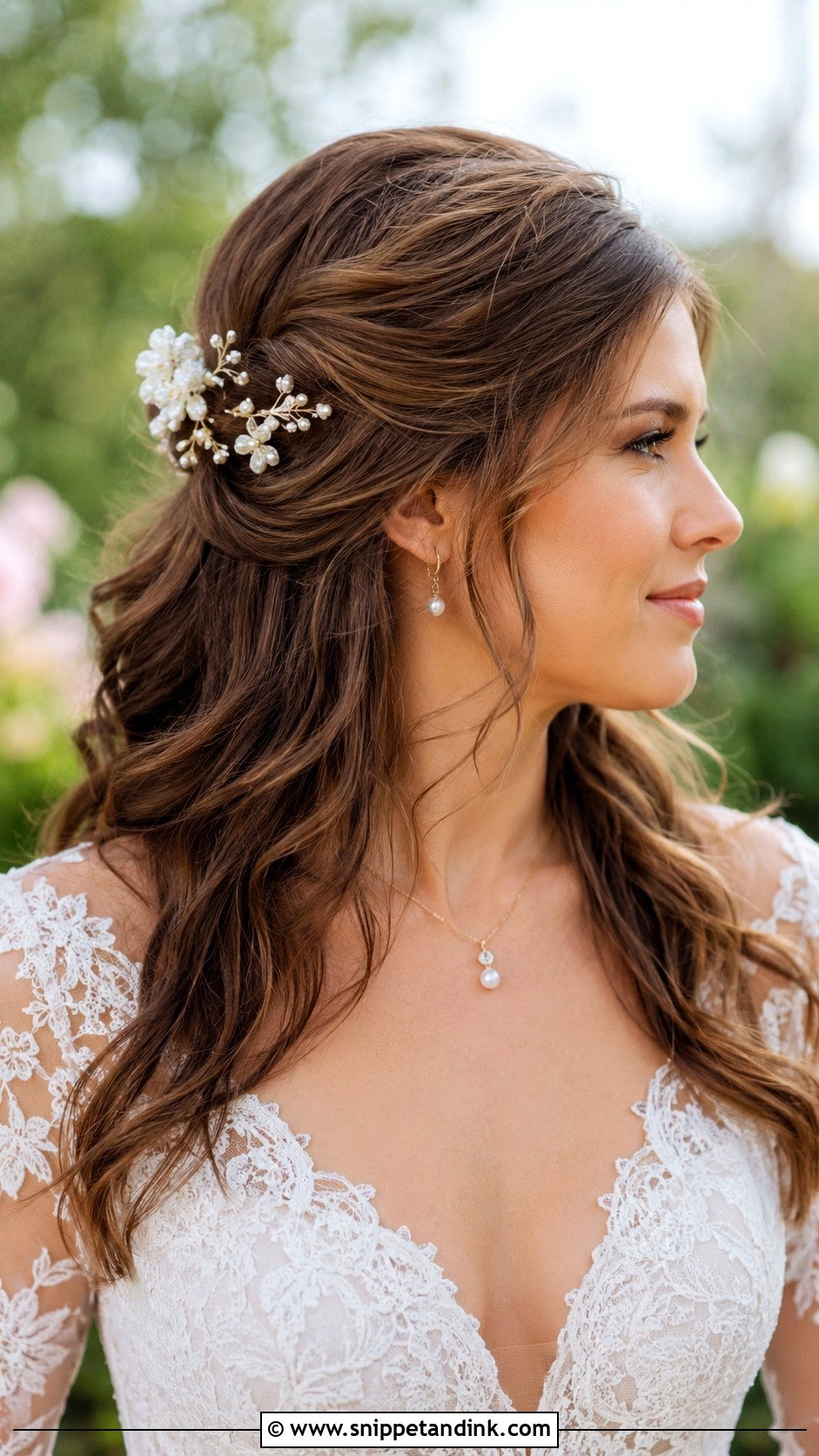 Boho Pinned Back Wedding Hair - Snippet and Ink - 25 Bohemian Wedding Hair Ideas