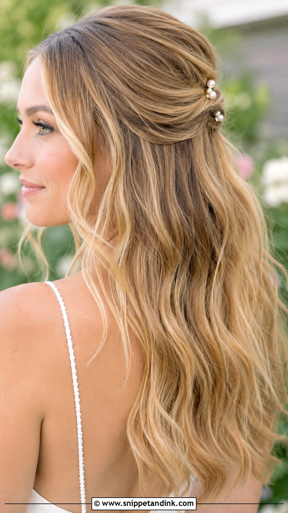 Boho Pinned Back Wedding Hairstyle - Snippet and Ink - 25 Boho Wedding Hairstyles