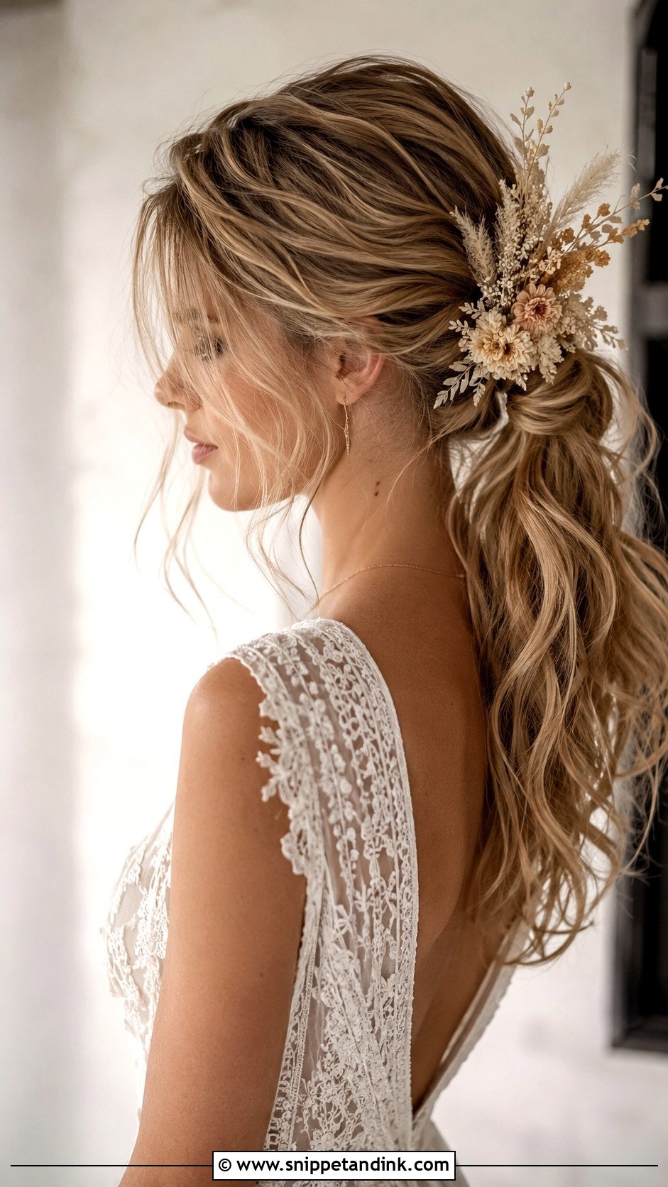 Boho Ponytail Wedding Hairstyle - Snippet and Ink - 20 Fancy Ponytail Wedding Hairstyles