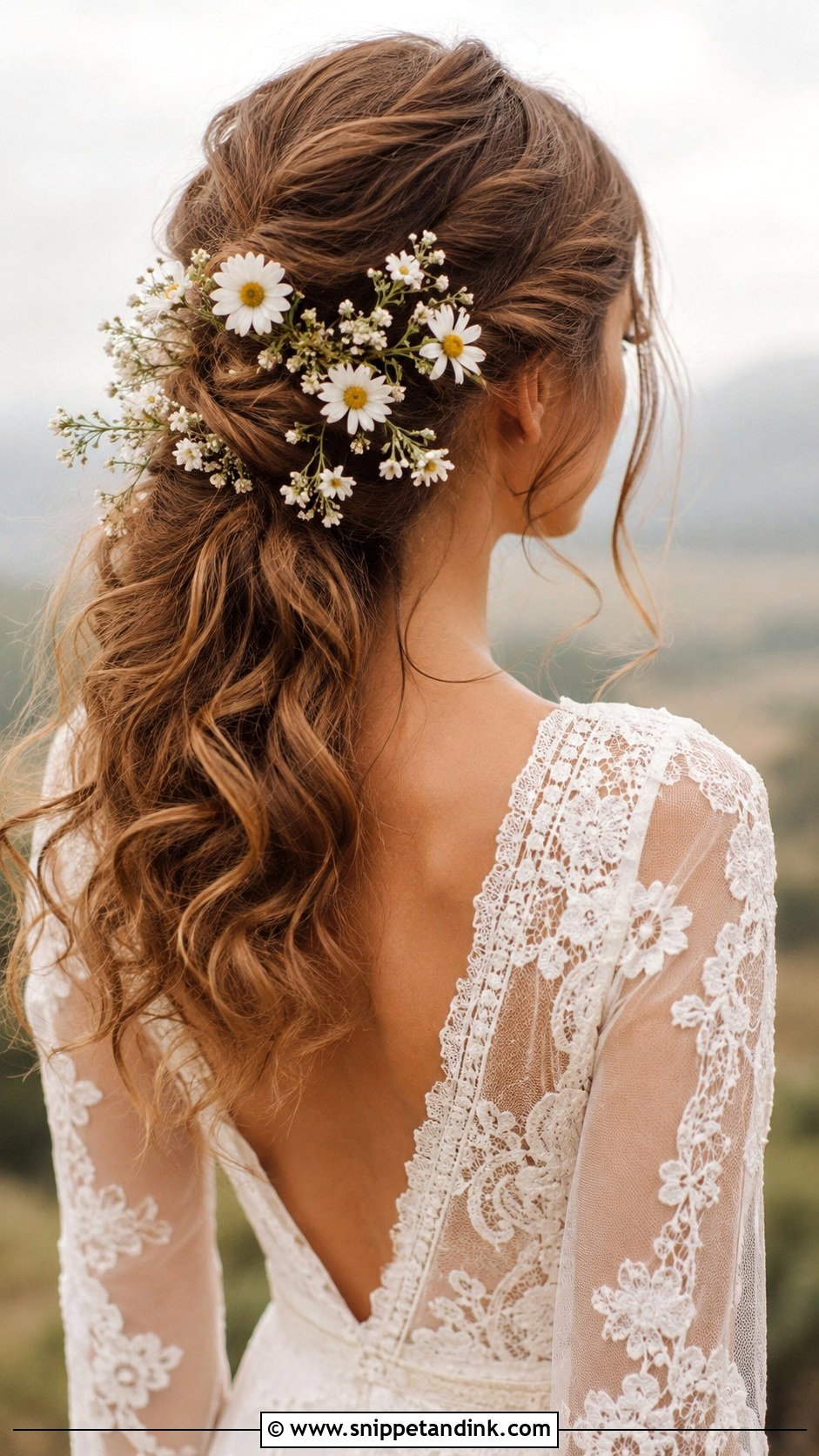 Boho Ponytail With Flowers - Snippet and Ink - 30 Ponytail Wedding Hairstyles